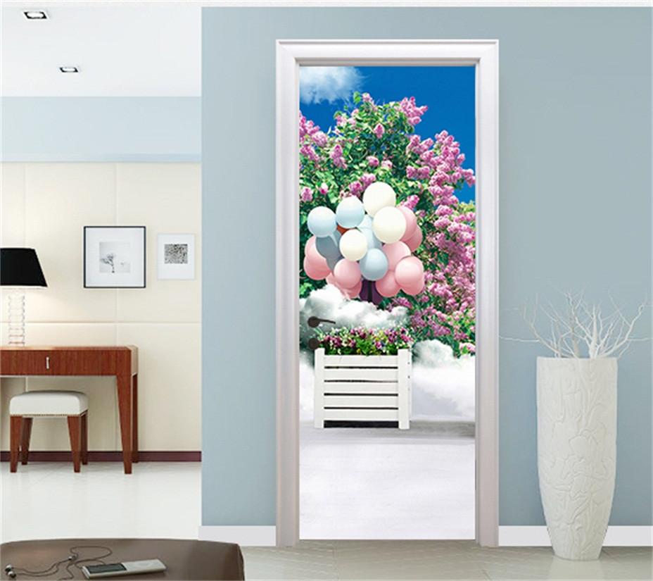3D balloon beautiful flower balloon door mural Wallpaper AJ Wallpaper 