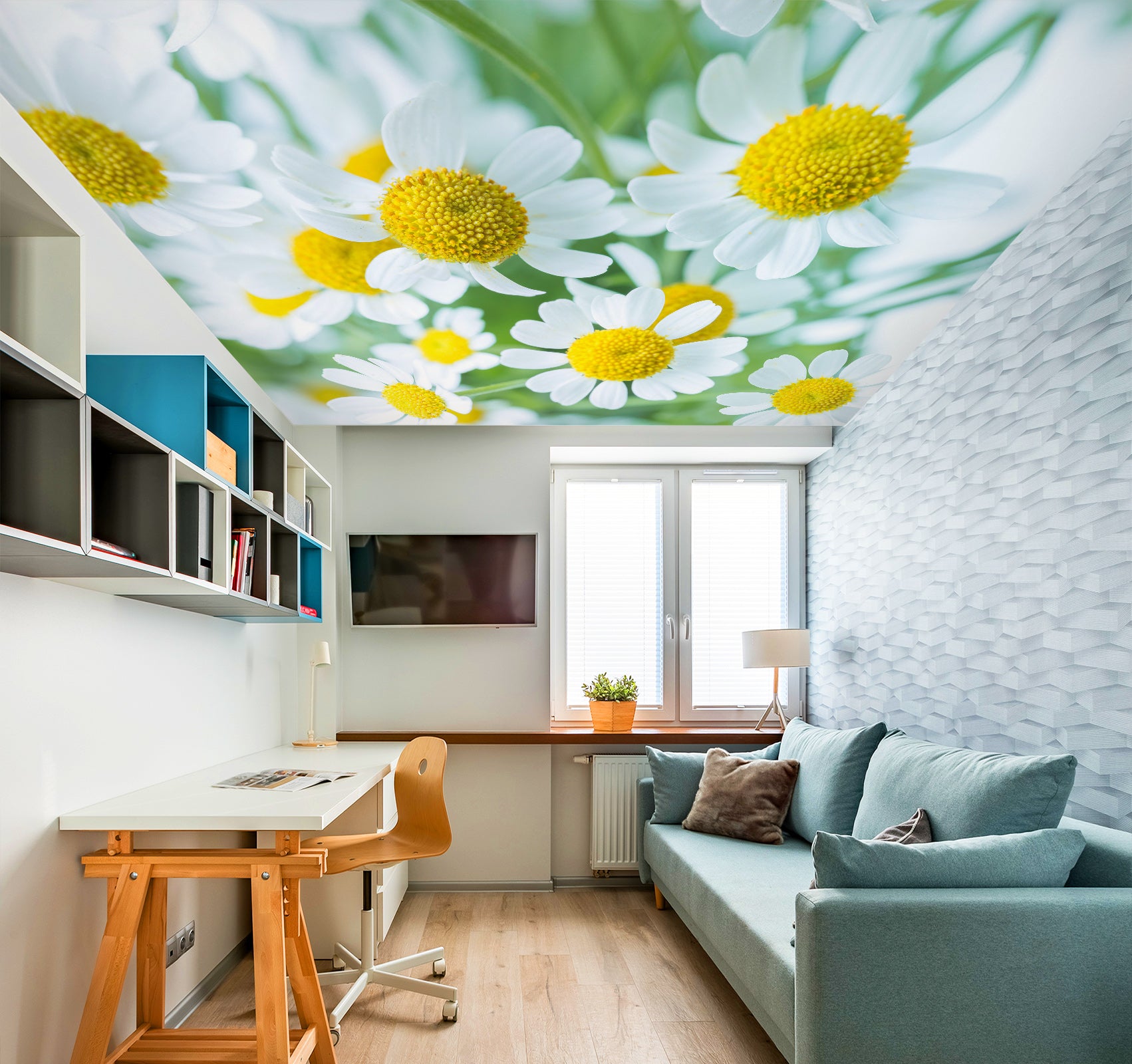 3D White Daisy Petals 2583 Assaf Frank Ceiling Wallpaper Murals