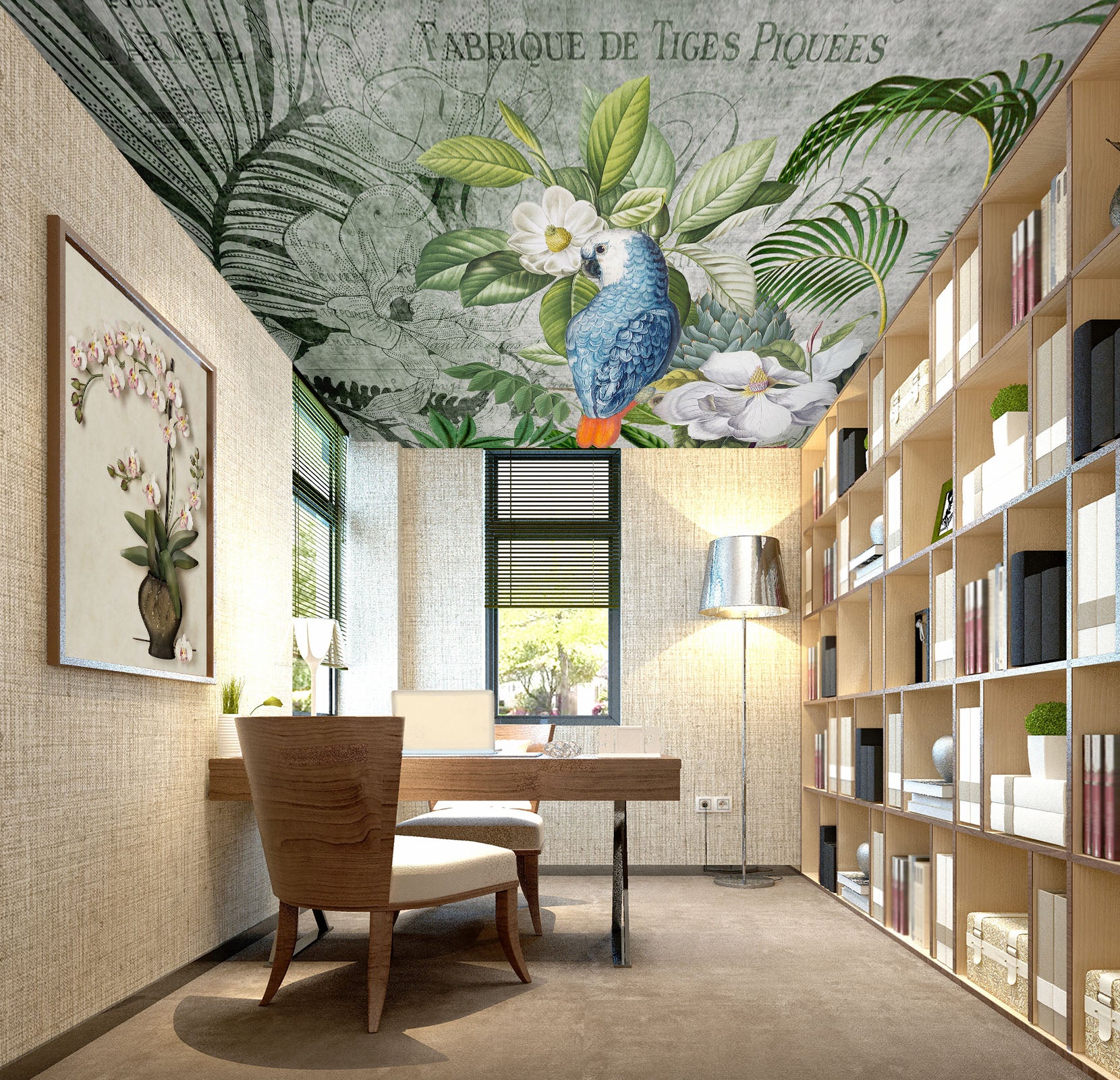 3D White Flower Bird 5265 Andrea Haase Ceiling Wallpaper Murals