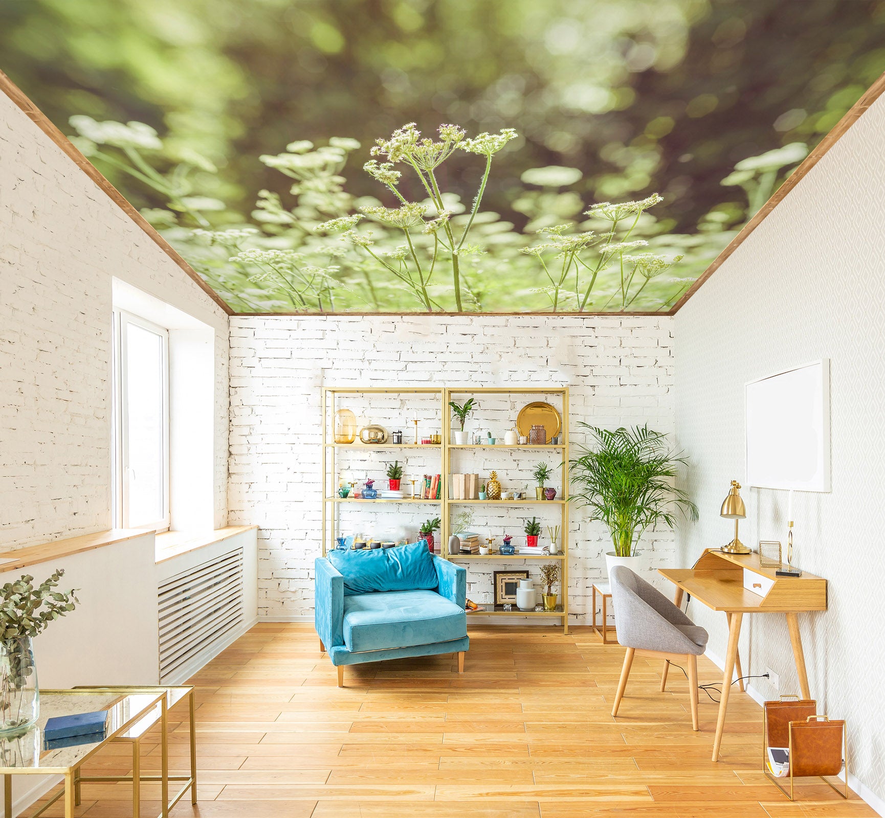 3D Small White Flowers 2590 Assaf Frank Ceiling Wallpaper Murals