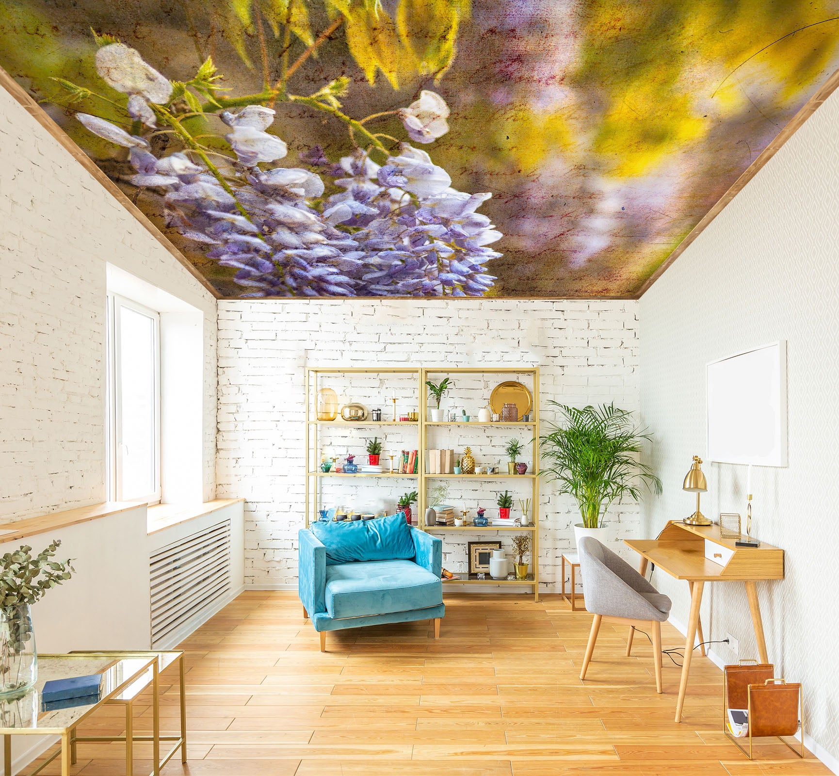 3D Purple Flower Vine 2578 Assaf Frank Ceiling Wallpaper Murals