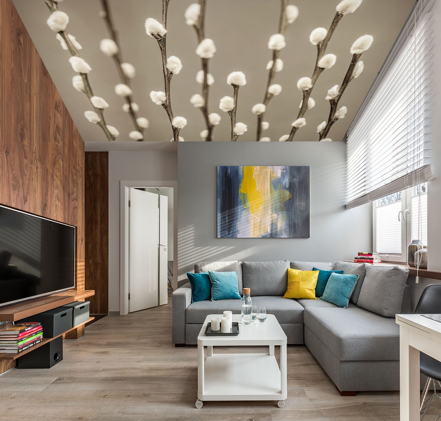 3D White Shoots 2556 Assaf Frank Ceiling Wallpaper Murals