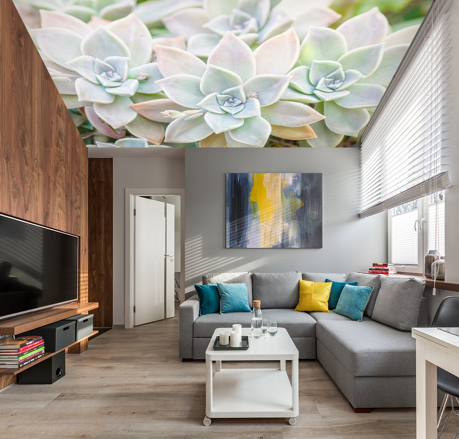 3D Green Succulents 2586 Assaf Frank Ceiling Wallpaper Murals