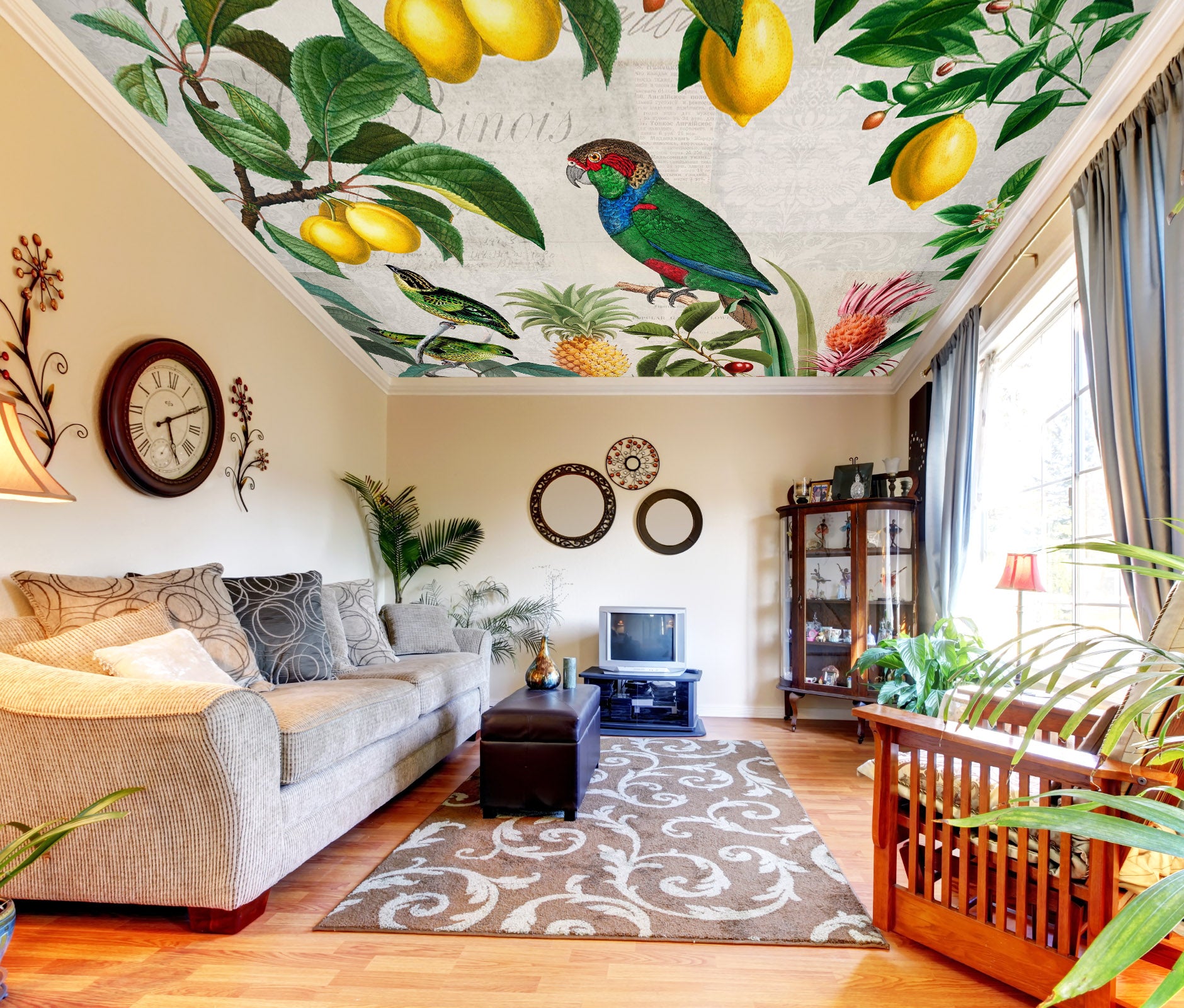 3D Green Parrot Lemon 978 Andrea Haase Ceiling Wallpaper Murals