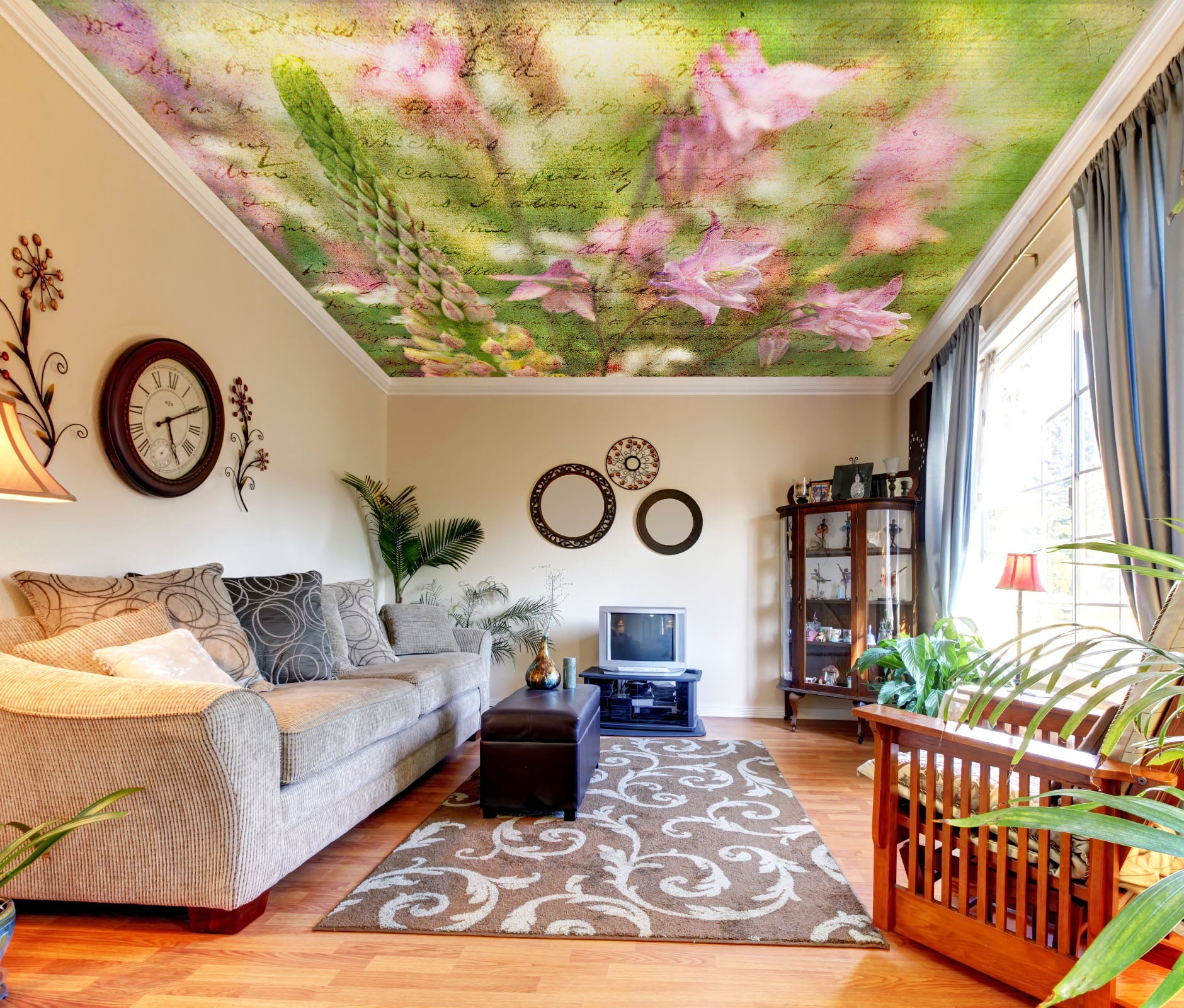 3D Pink Flower Letters 2576 Assaf Frank Ceiling Wallpaper Murals