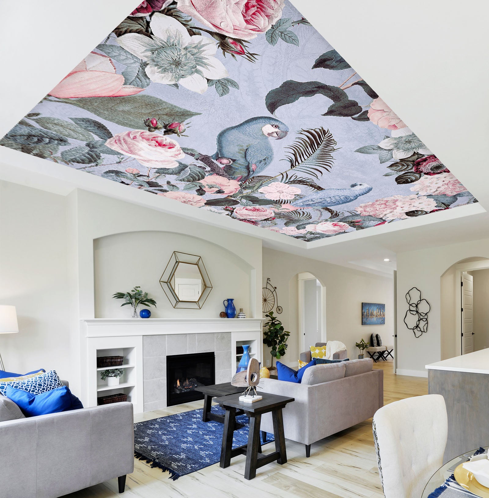 3D Parrot Flower 5259 Andrea Haase Ceiling Wallpaper Murals