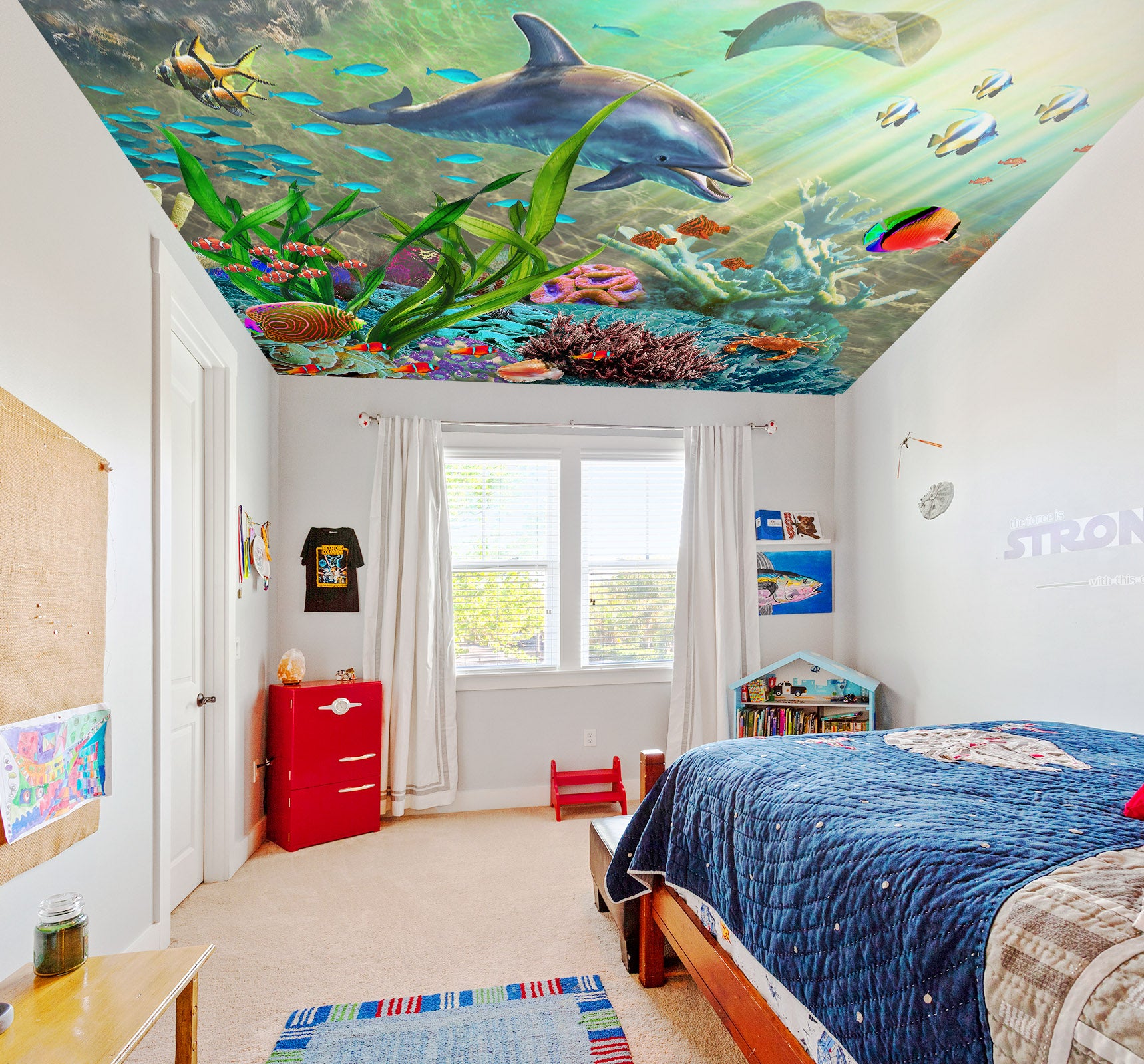 3D Sea Dolphin 1005 Adrian Chesterman Ceiling Wallpaper Murals