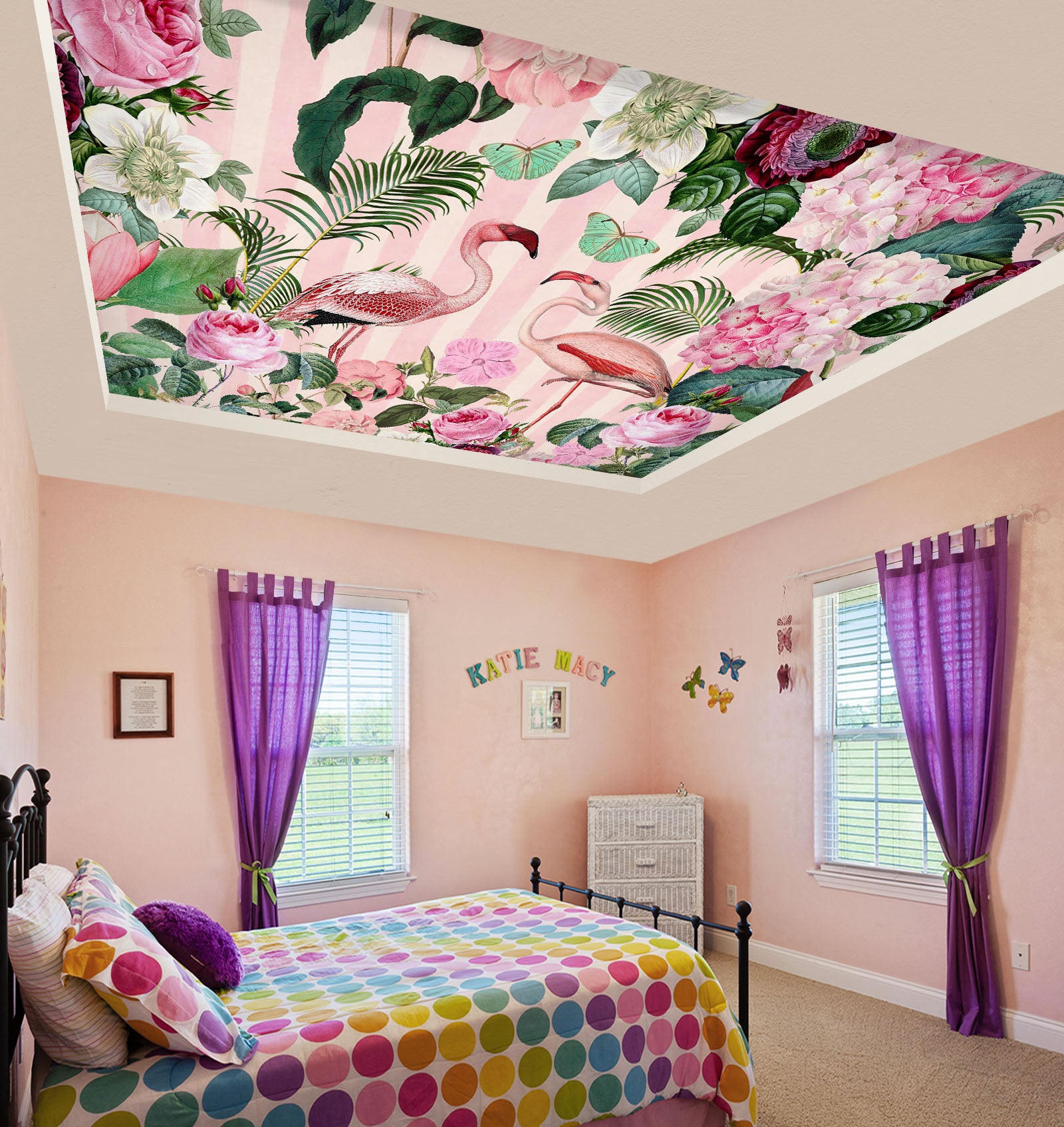 3D Flamingo Flower 975 Andrea Haase Ceiling Wallpaper Murals