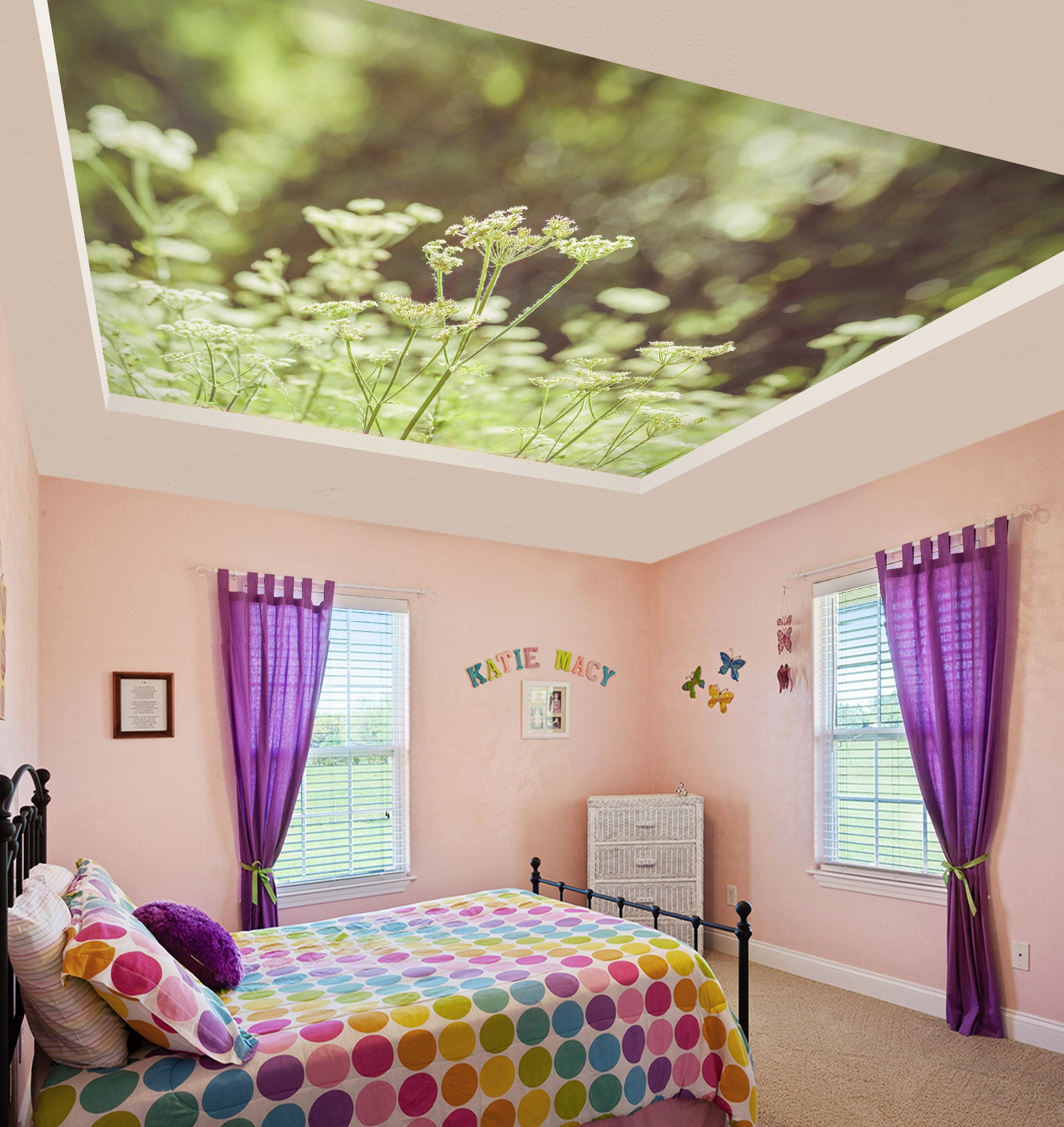 3D Small White Flowers 2590 Assaf Frank Ceiling Wallpaper Murals