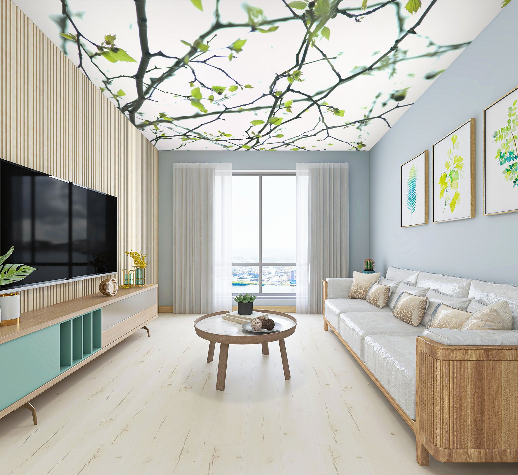 3D Branches And Leaves 2552 Assaf Frank Ceiling Wallpaper Murals