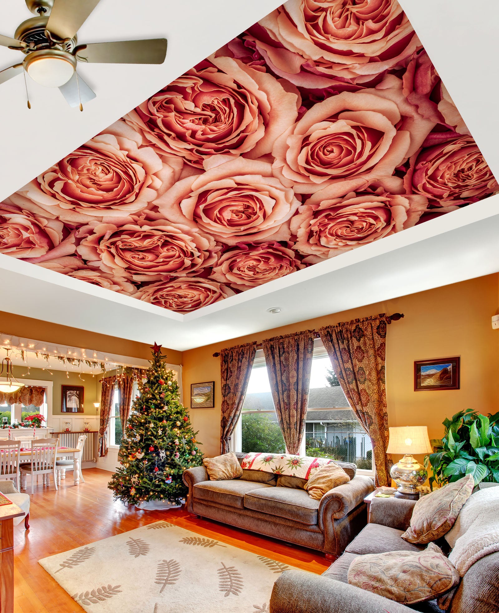 3D Bright Red Rose 2557 Assaf Frank Ceiling Wallpaper Murals