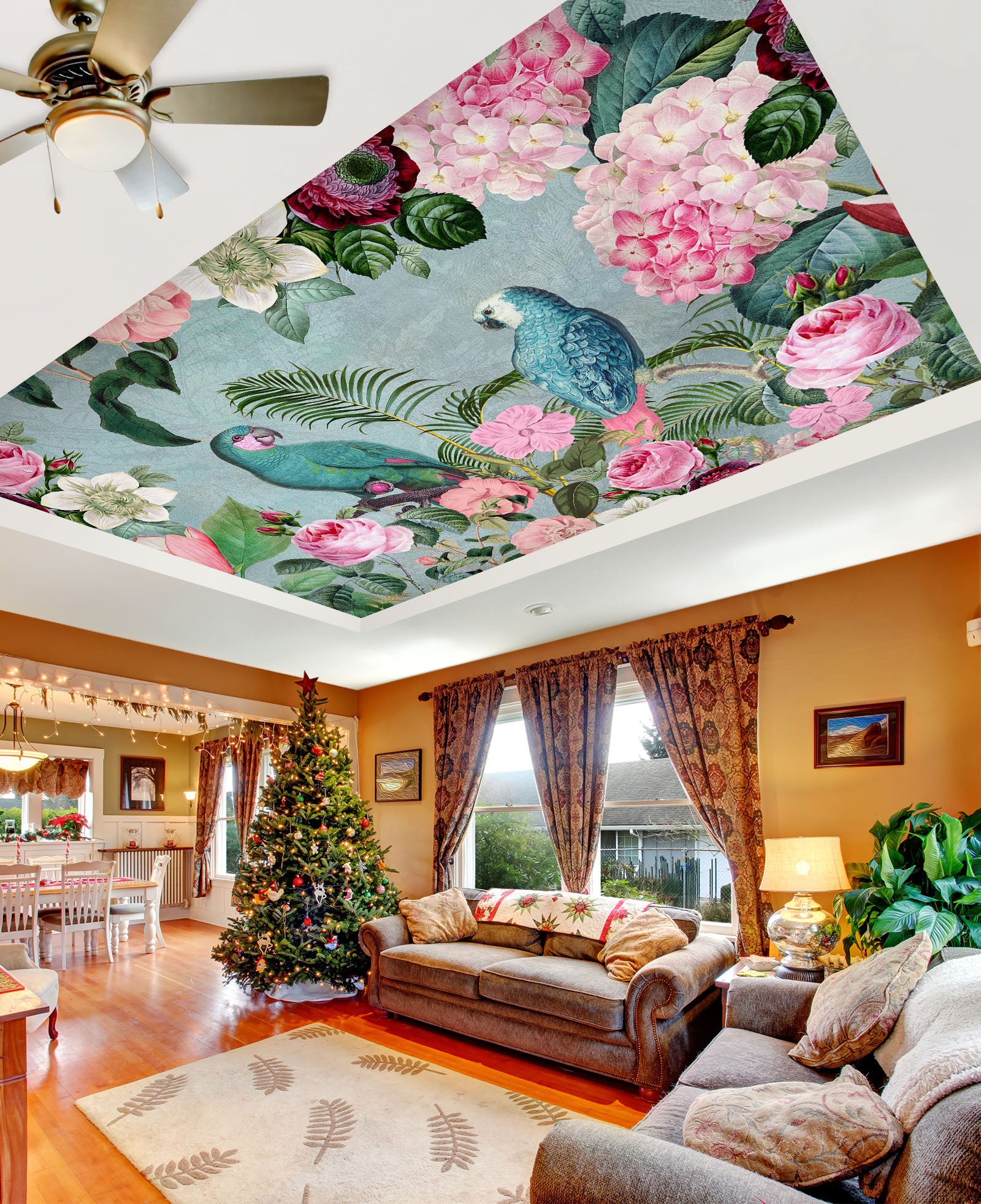3D Blue Bird Flower 5258 Andrea Haase Ceiling Wallpaper Murals