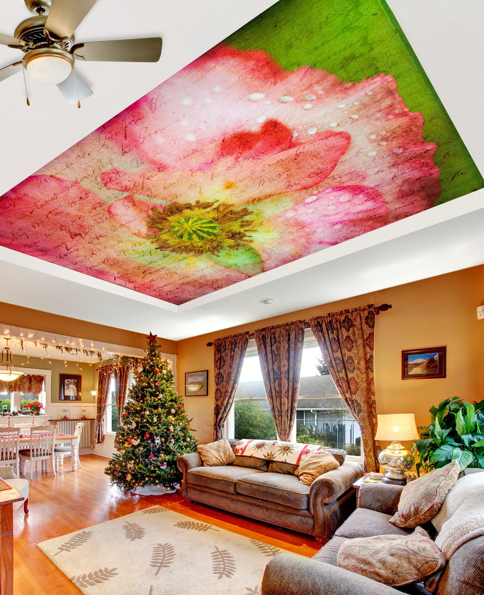 3D Bright Red Flower 2577 Assaf Frank Ceiling Wallpaper Murals