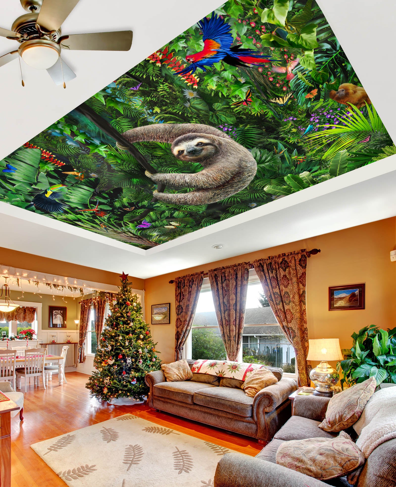 3D Forest Sloth 1010 Adrian Chesterman Ceiling Wallpaper Murals