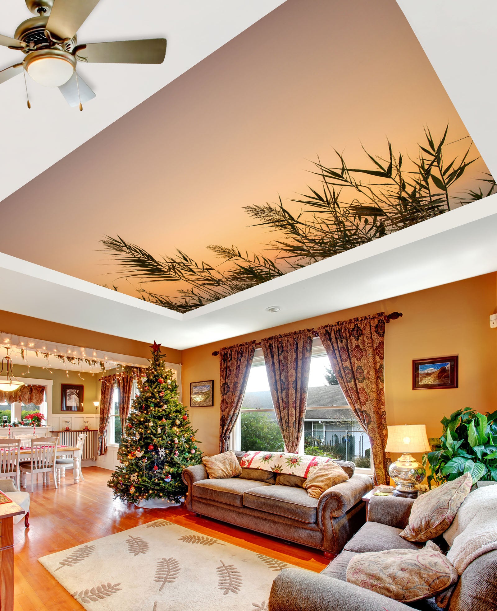 3D Sunset Reed 2587 Assaf Frank Ceiling Wallpaper Murals