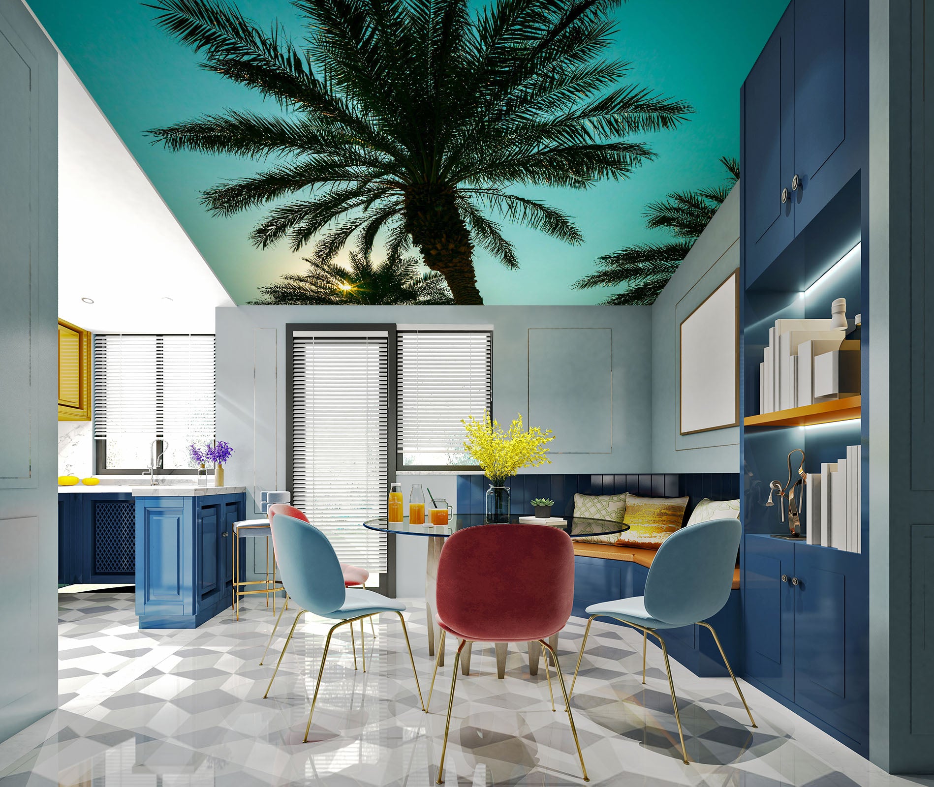 3D Sky Coconut Tree 2572 Assaf Frank Ceiling Wallpaper Murals