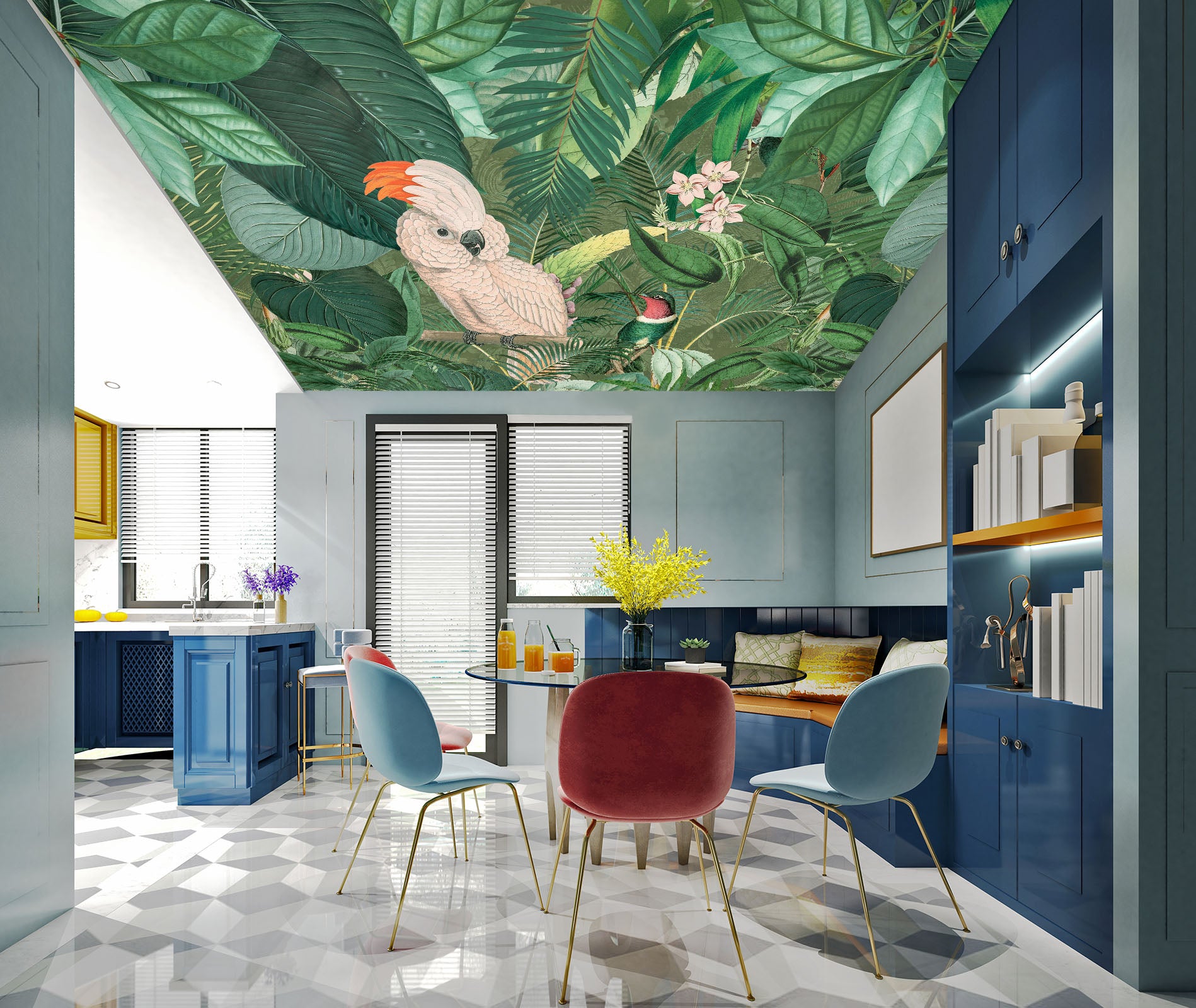3D Parrot Leaves 5256 Andrea Haase Ceiling Wallpaper Murals