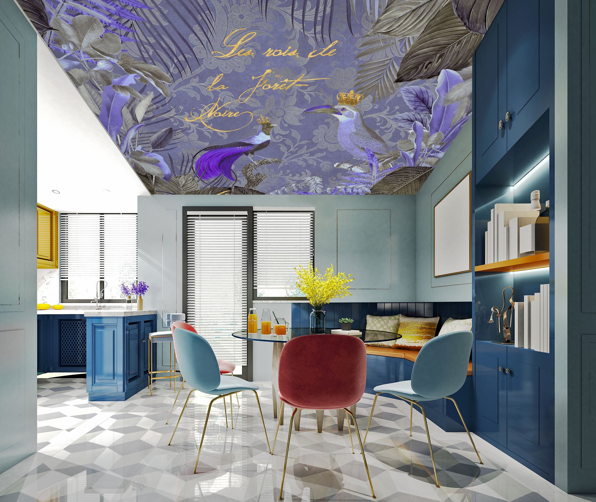 3D Purple Bird 5266 Andrea Haase Ceiling Wallpaper Murals