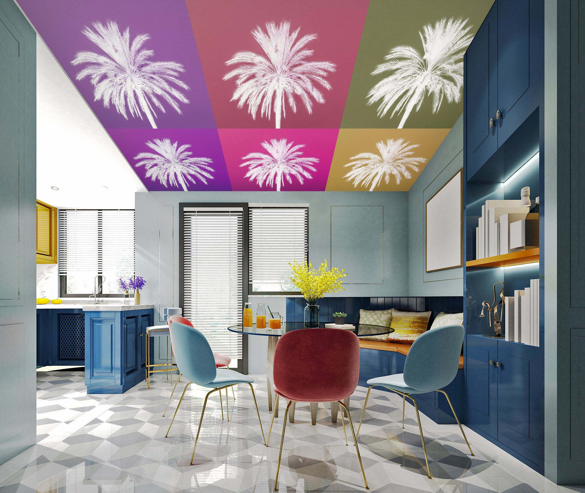 3D Color Coconut Tree 2592 Assaf Frank Ceiling Wallpaper Murals