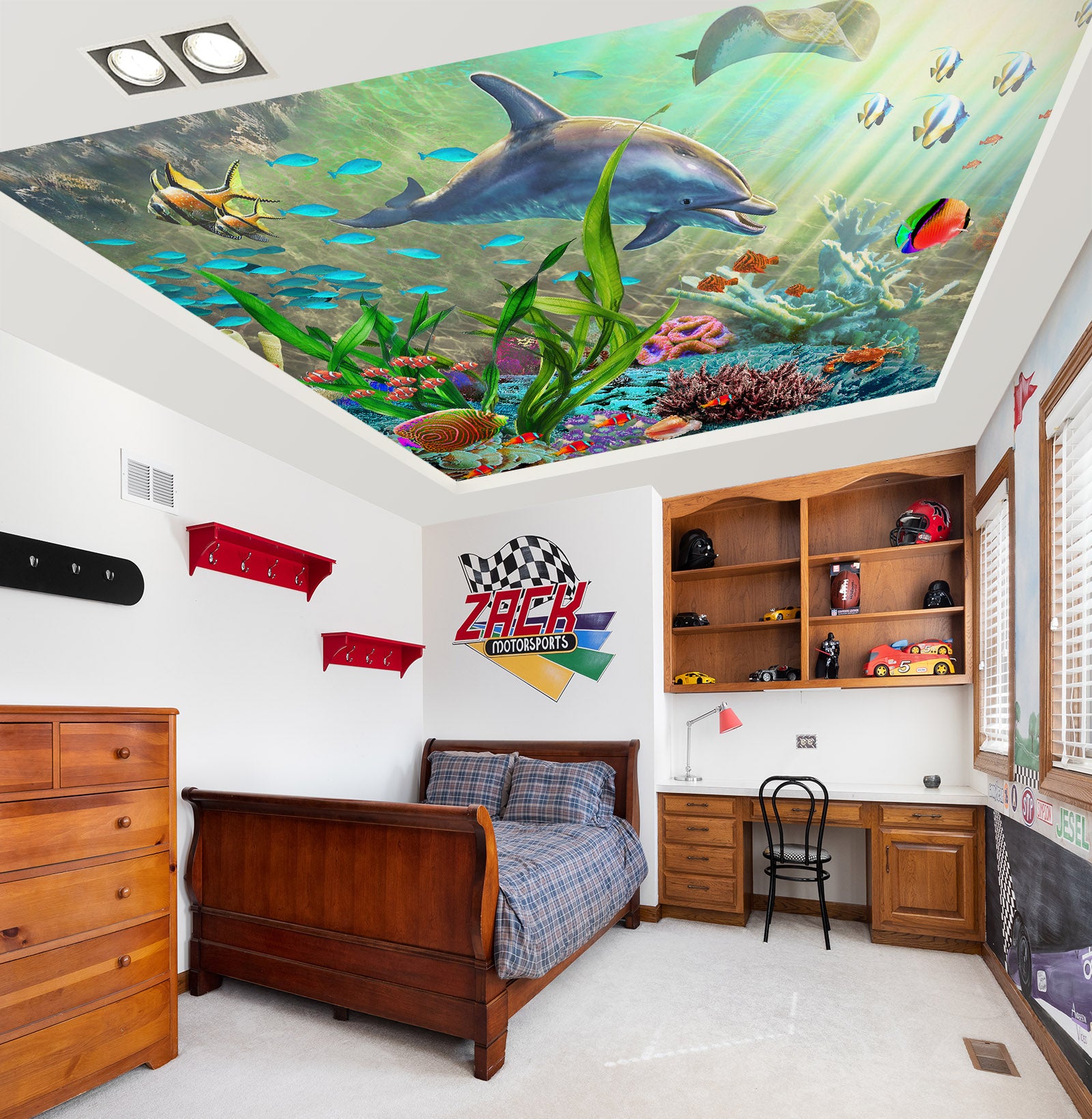 3D Sea Dolphin 1005 Adrian Chesterman Ceiling Wallpaper Murals