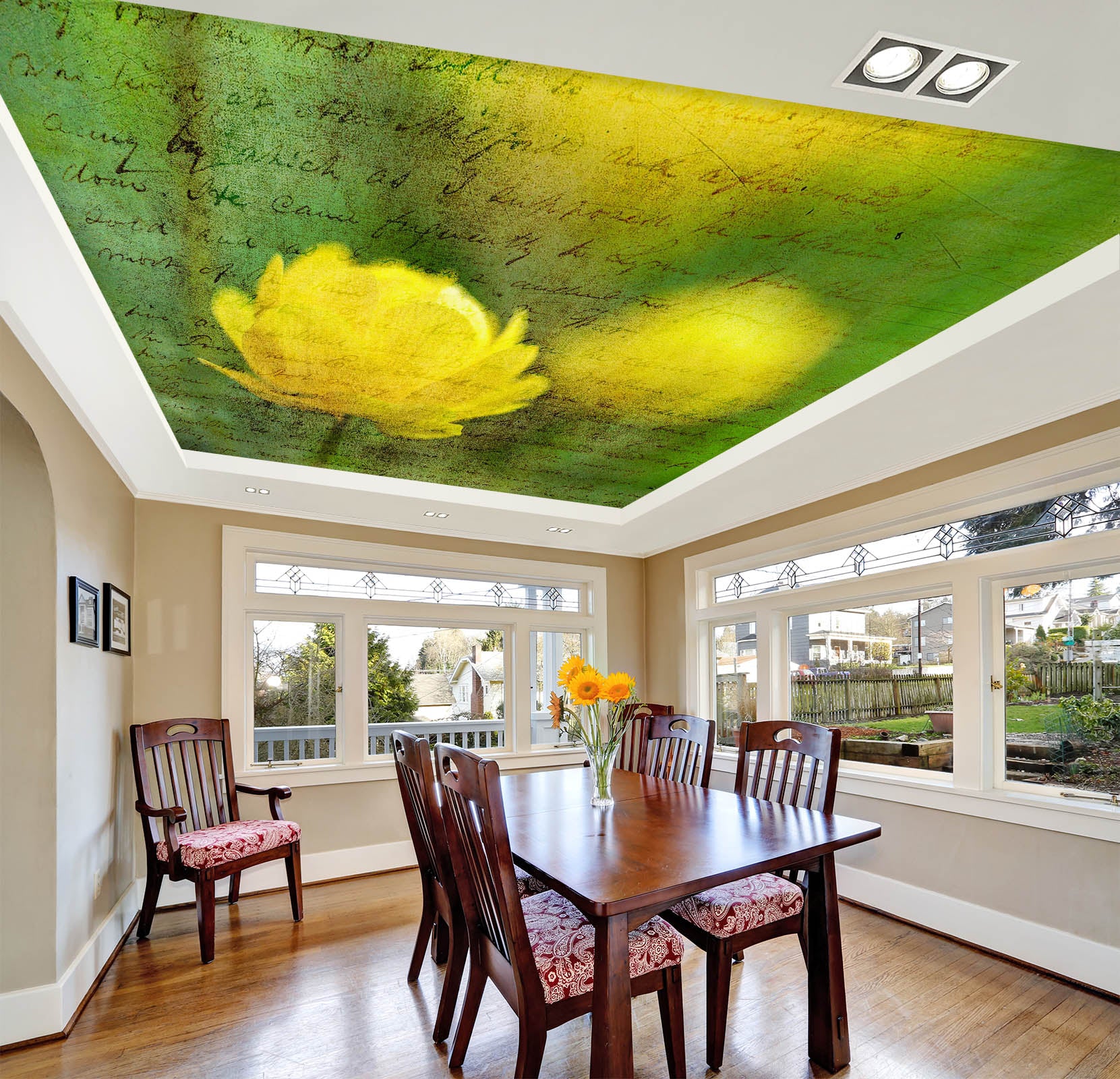 3D Yellow Flower Letters 2575 Assaf Frank Ceiling Wallpaper Murals