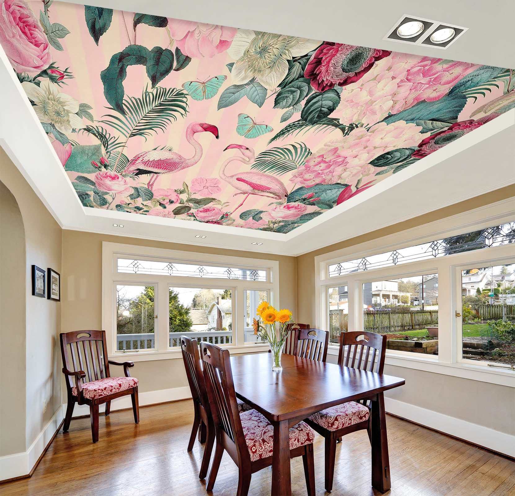 3D Flamingo Butterfly 976 Andrea Haase Ceiling Wallpaper Murals