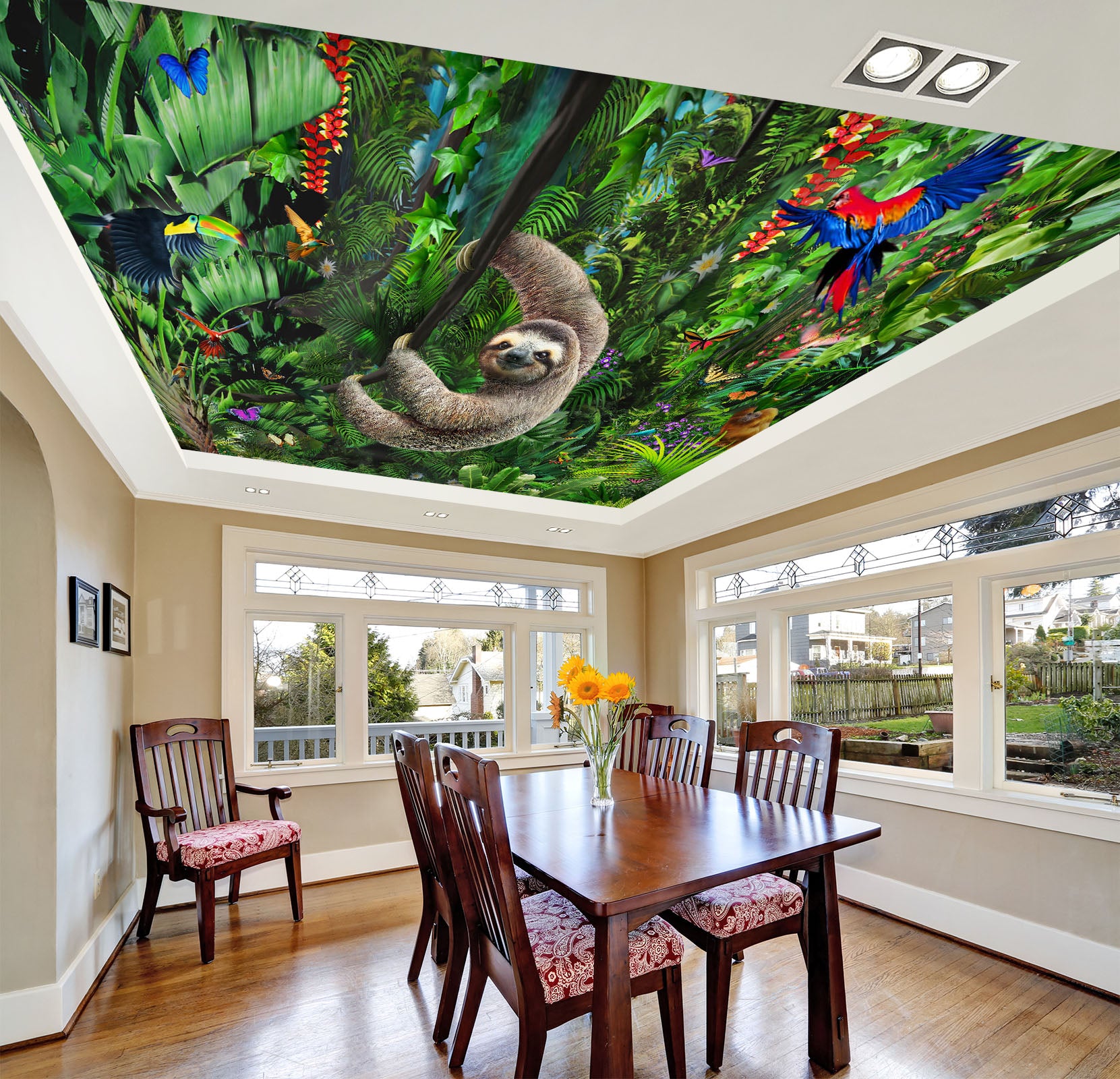 3D Forest Sloth 1010 Adrian Chesterman Ceiling Wallpaper Murals