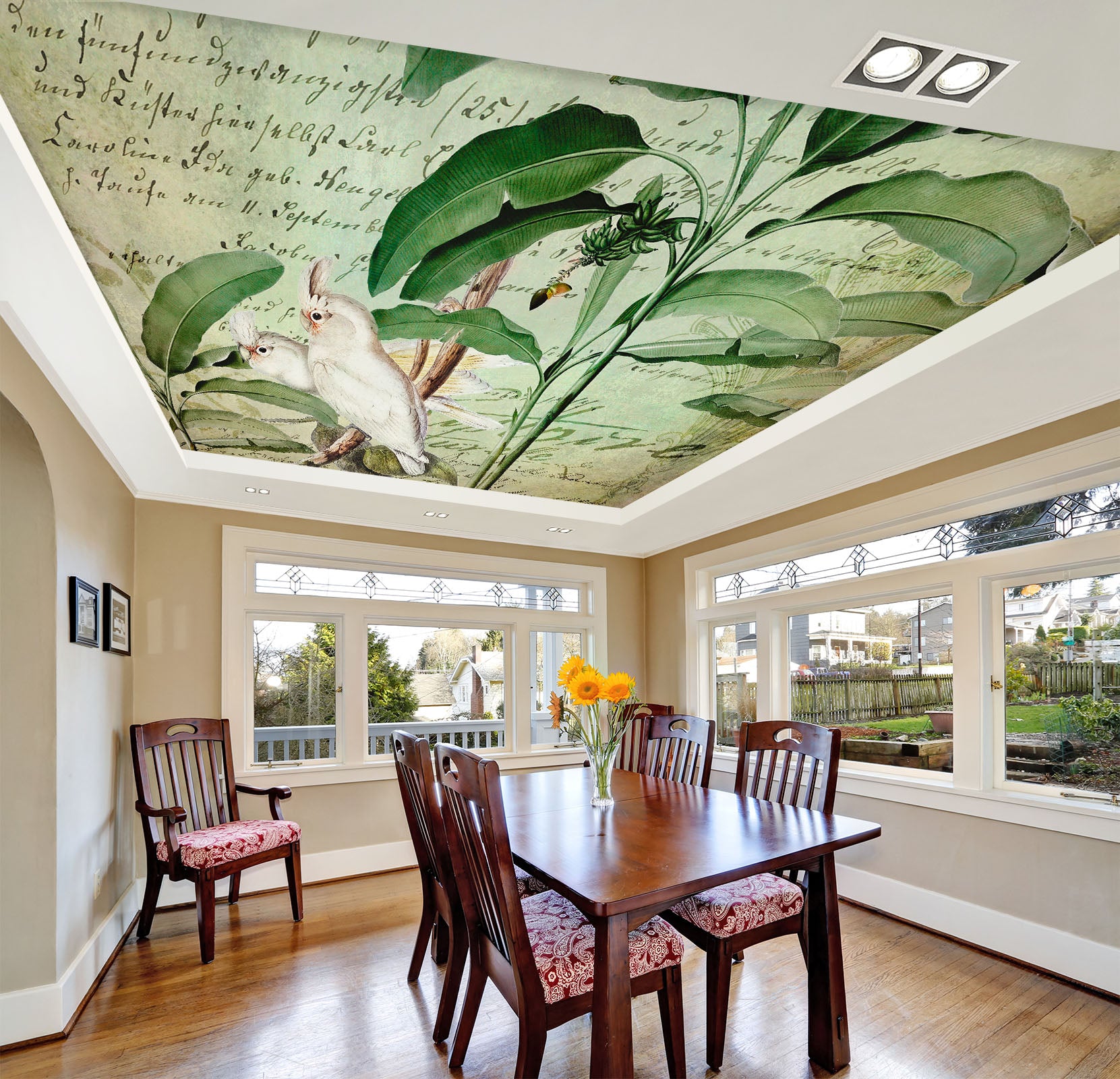 3D Green Leaves Letters 5261 Andrea Haase Ceiling Wallpaper Murals