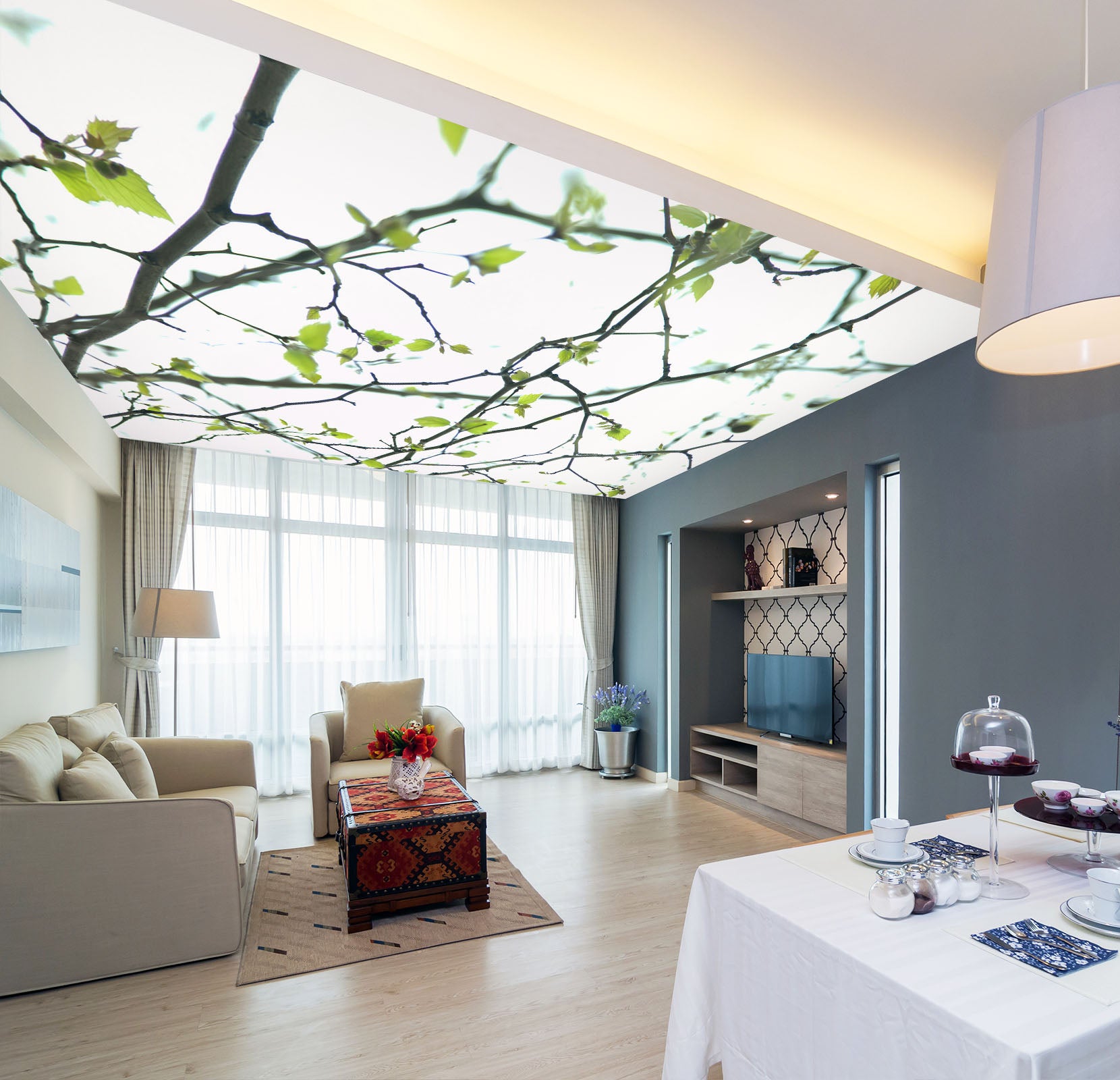 3D Branches And Leaves 2552 Assaf Frank Ceiling Wallpaper Murals