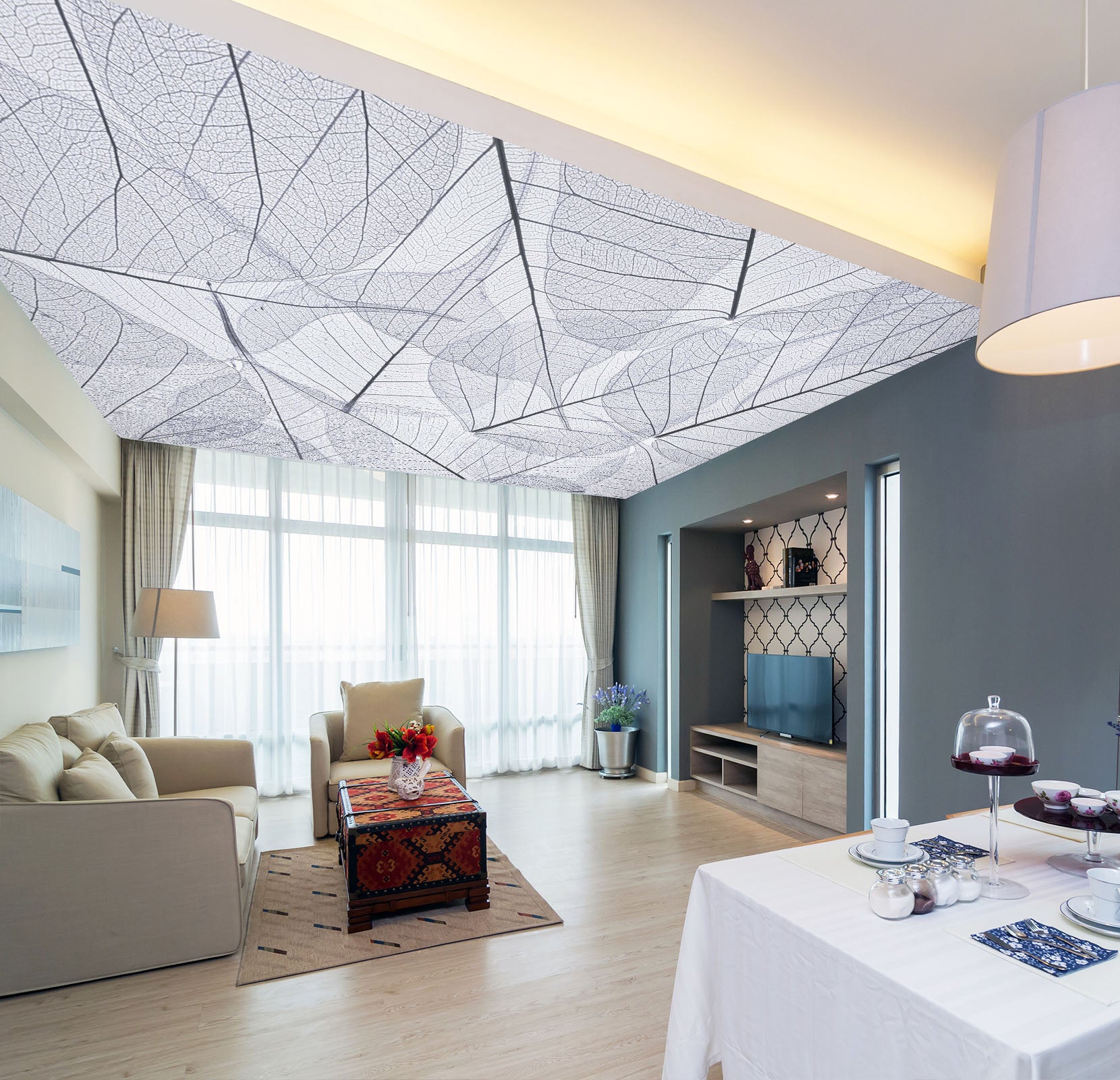 3D Gray Leaf Texture 2565 Assaf Frank Ceiling Wallpaper Murals