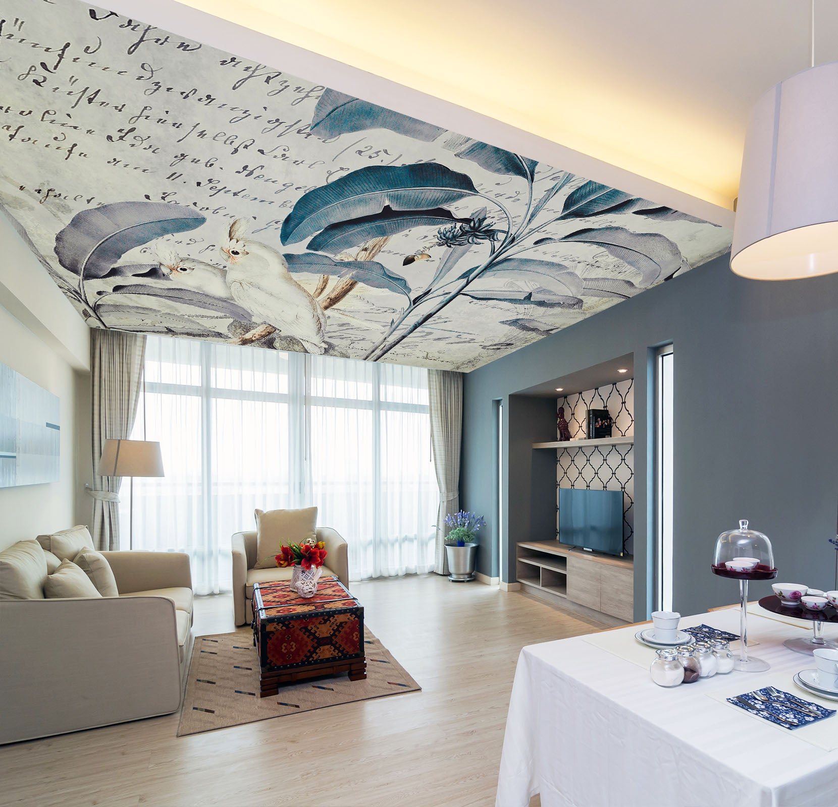 3D White Parrot 5262 Andrea Haase Ceiling Wallpaper Murals