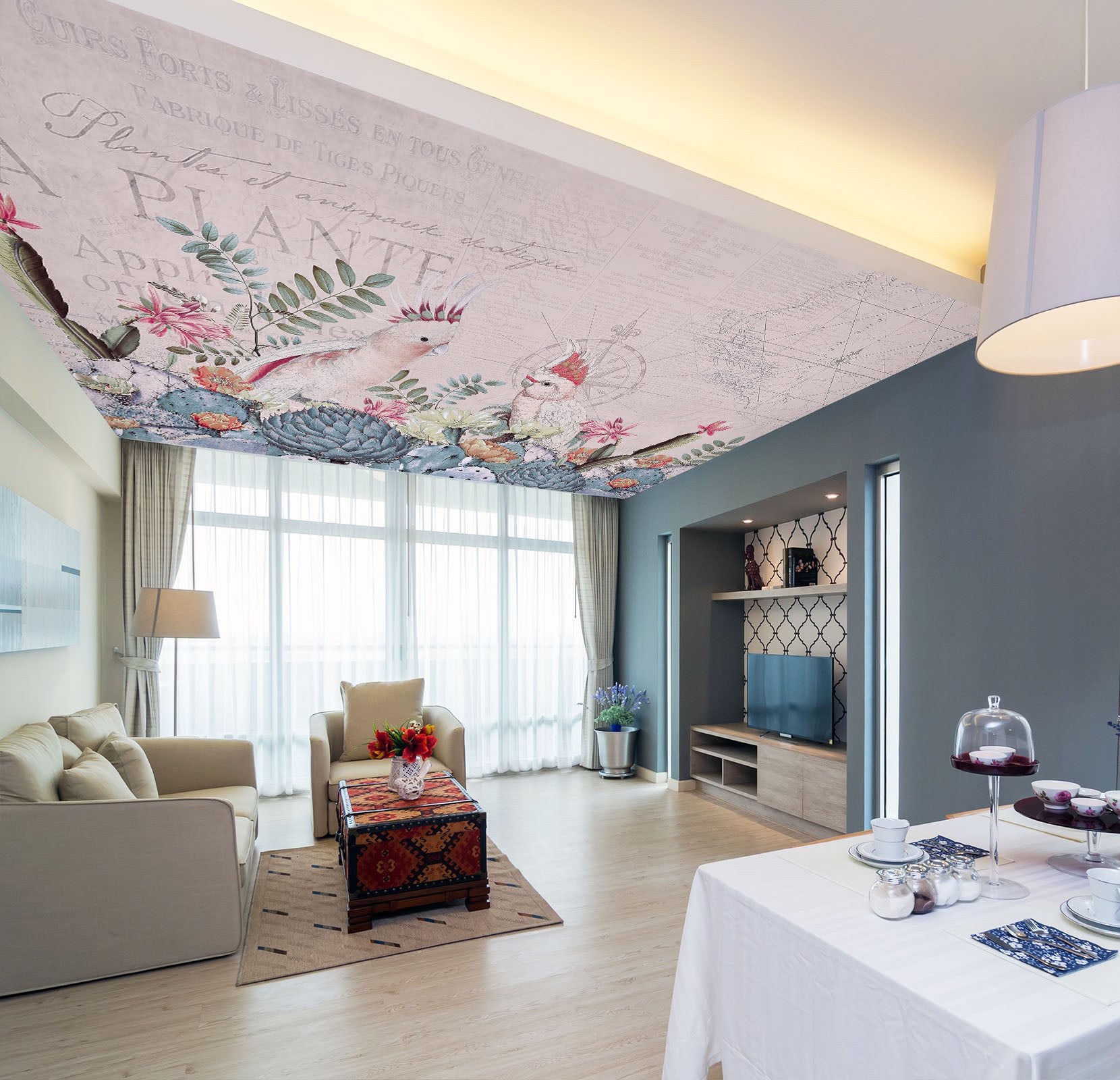 3D Parrot Succulent 972 Andrea Haase Ceiling Wallpaper Murals