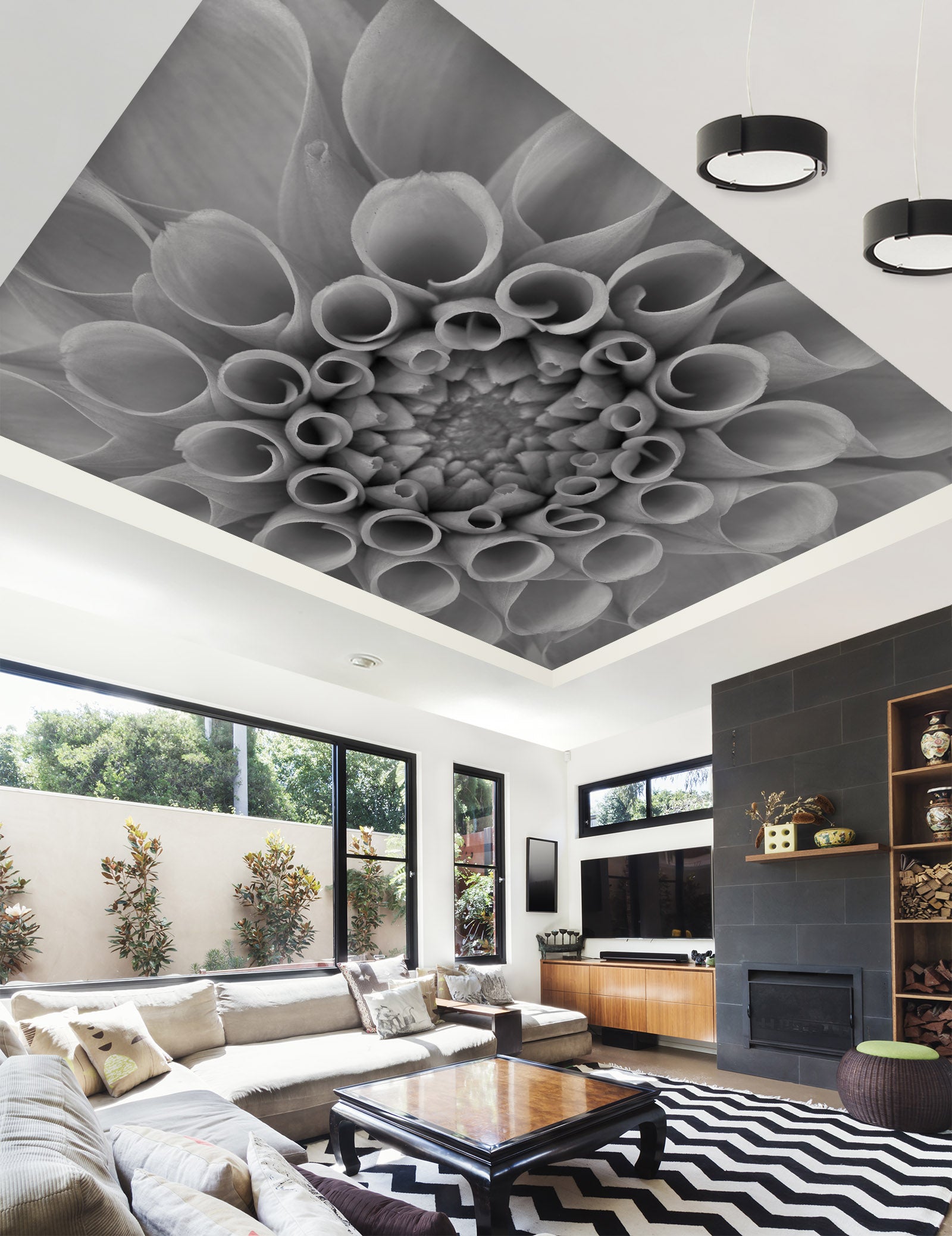 3D Grey Flower 2553 Assaf Frank Ceiling Wallpaper Murals