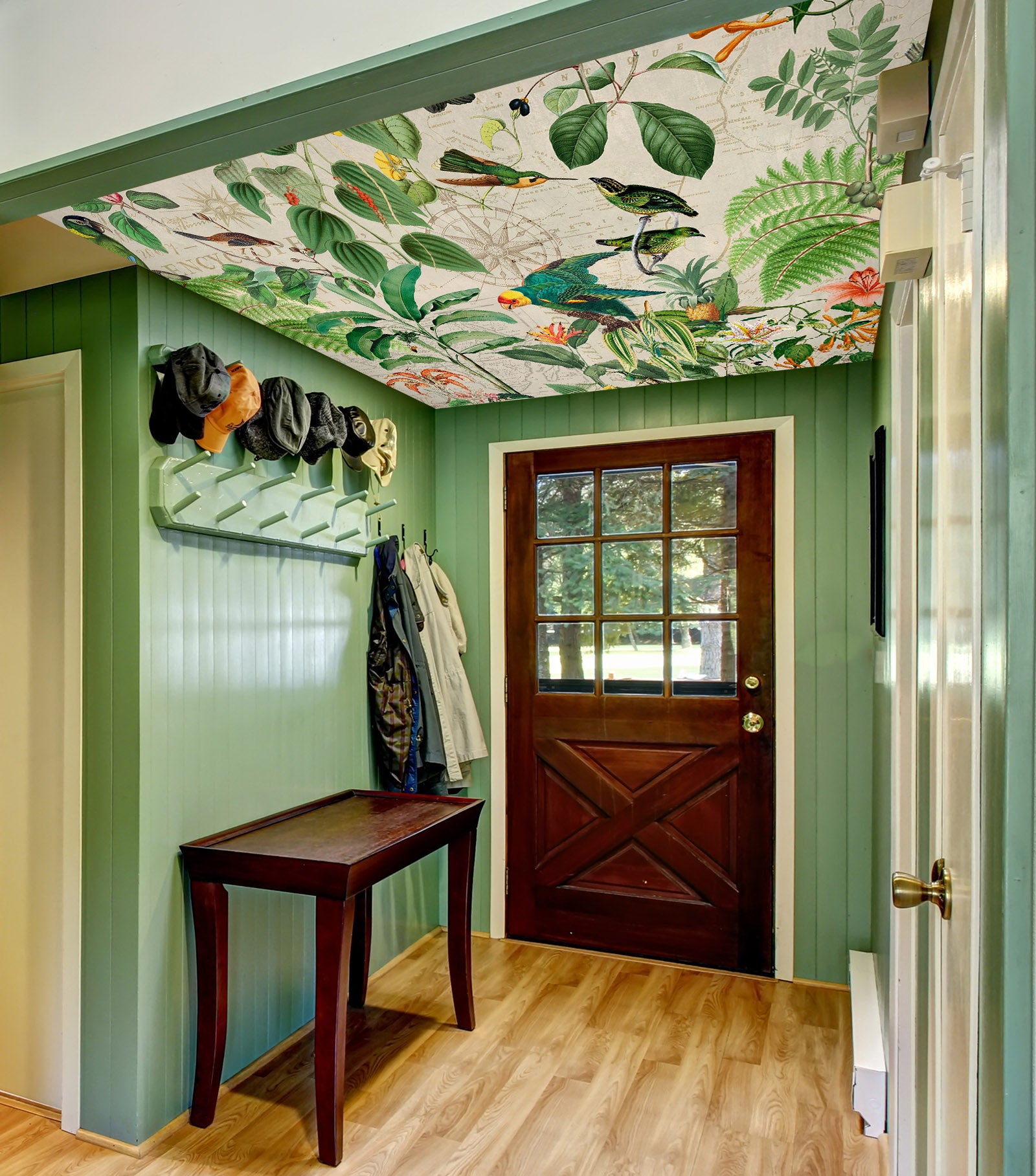 3D Green Leaves Bird 5264 Andrea Haase Ceiling Wallpaper Murals