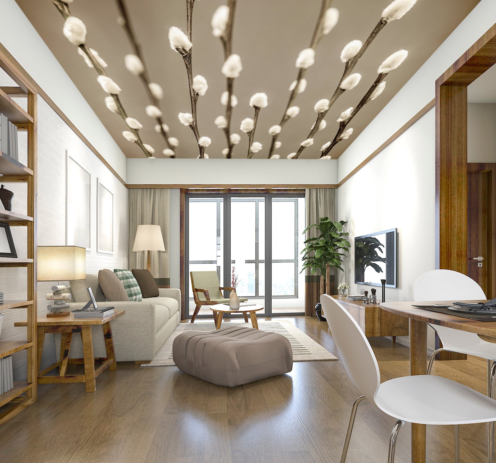 3D White Shoots 2556 Assaf Frank Ceiling Wallpaper Murals