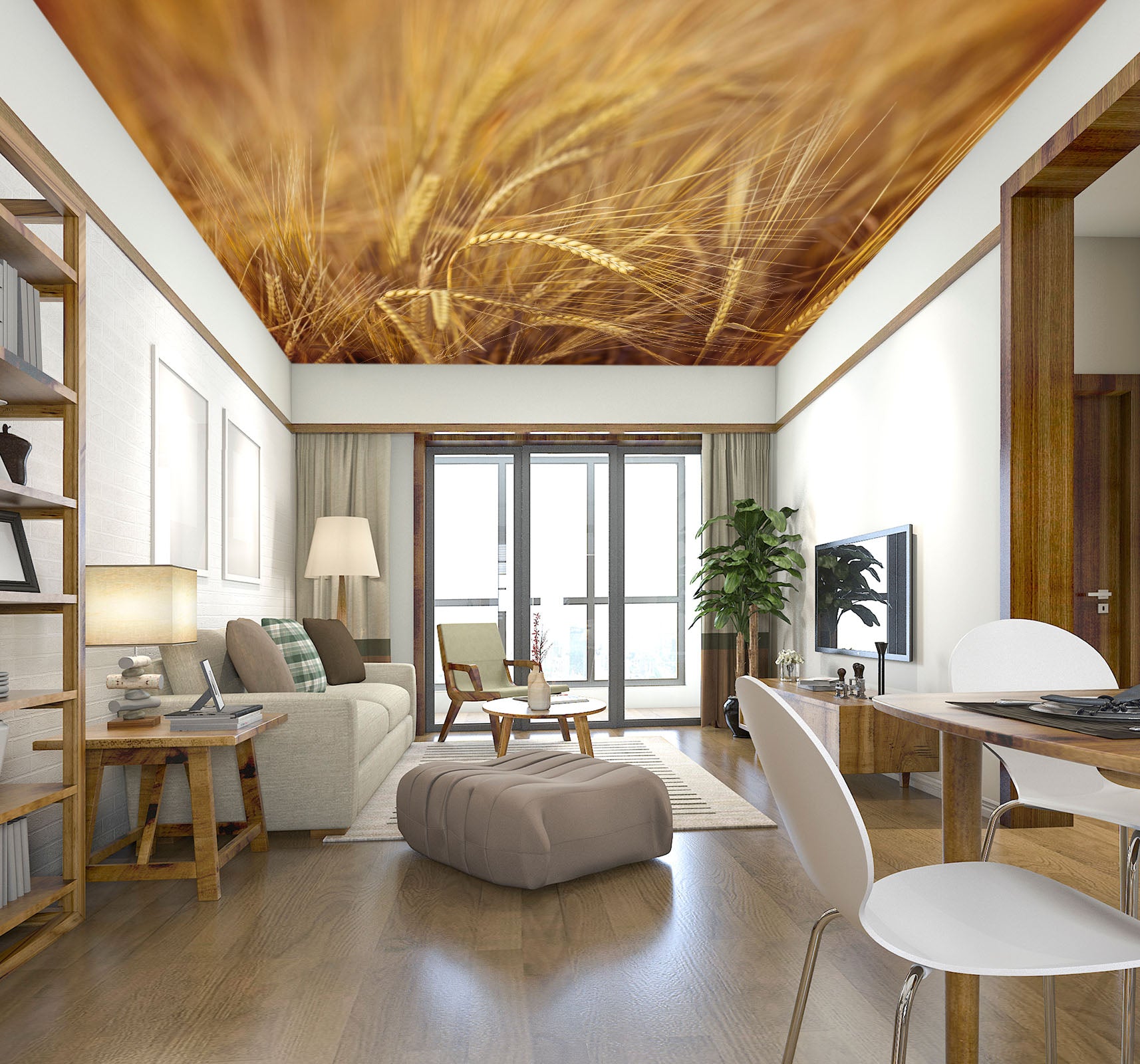 3D Yellow Wheat Field 2558 Assaf Frank Ceiling Wallpaper Murals