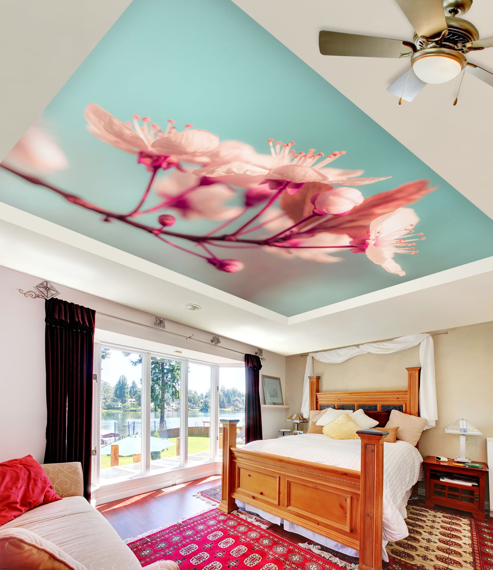 3D Pink Flower 2574 Assaf Frank Ceiling Wallpaper Murals