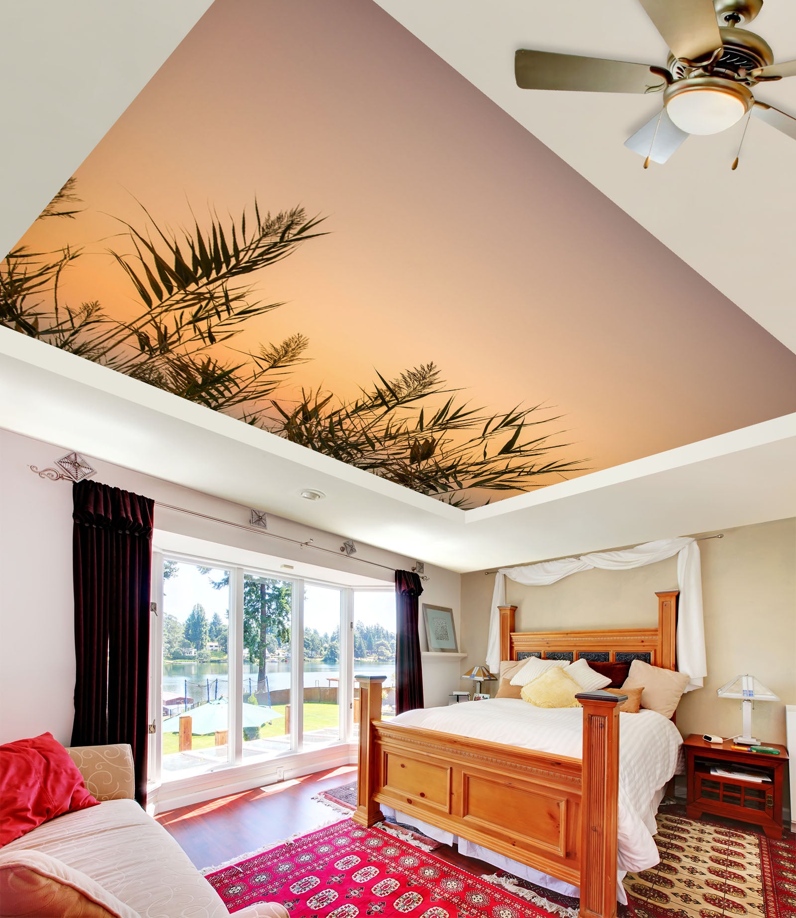3D Sunset Reed 2587 Assaf Frank Ceiling Wallpaper Murals