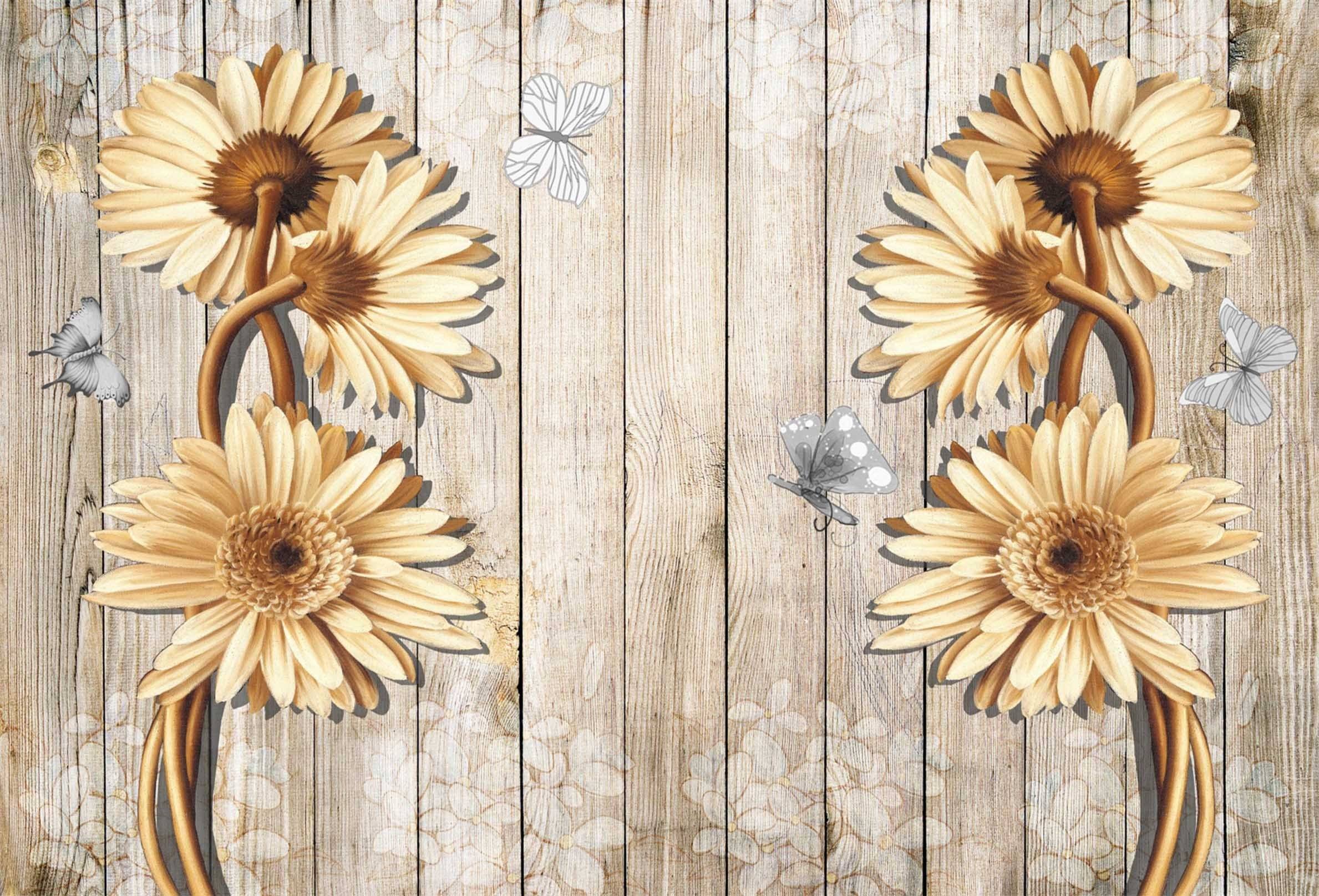 3D Wood Boards Flowers 097 Kitchen Mat Floor Mural Wallpaper AJ Wallpaper 
