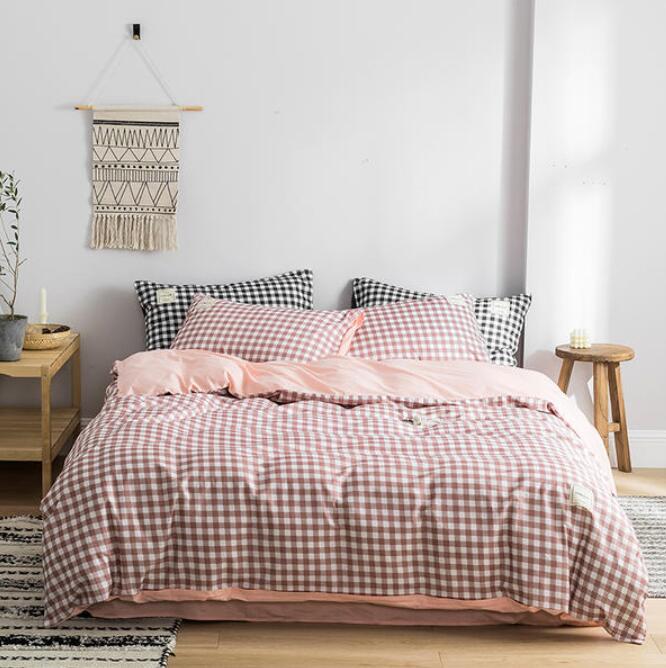3D Pink Plaid 4174 Bed Pillowcases Quilt