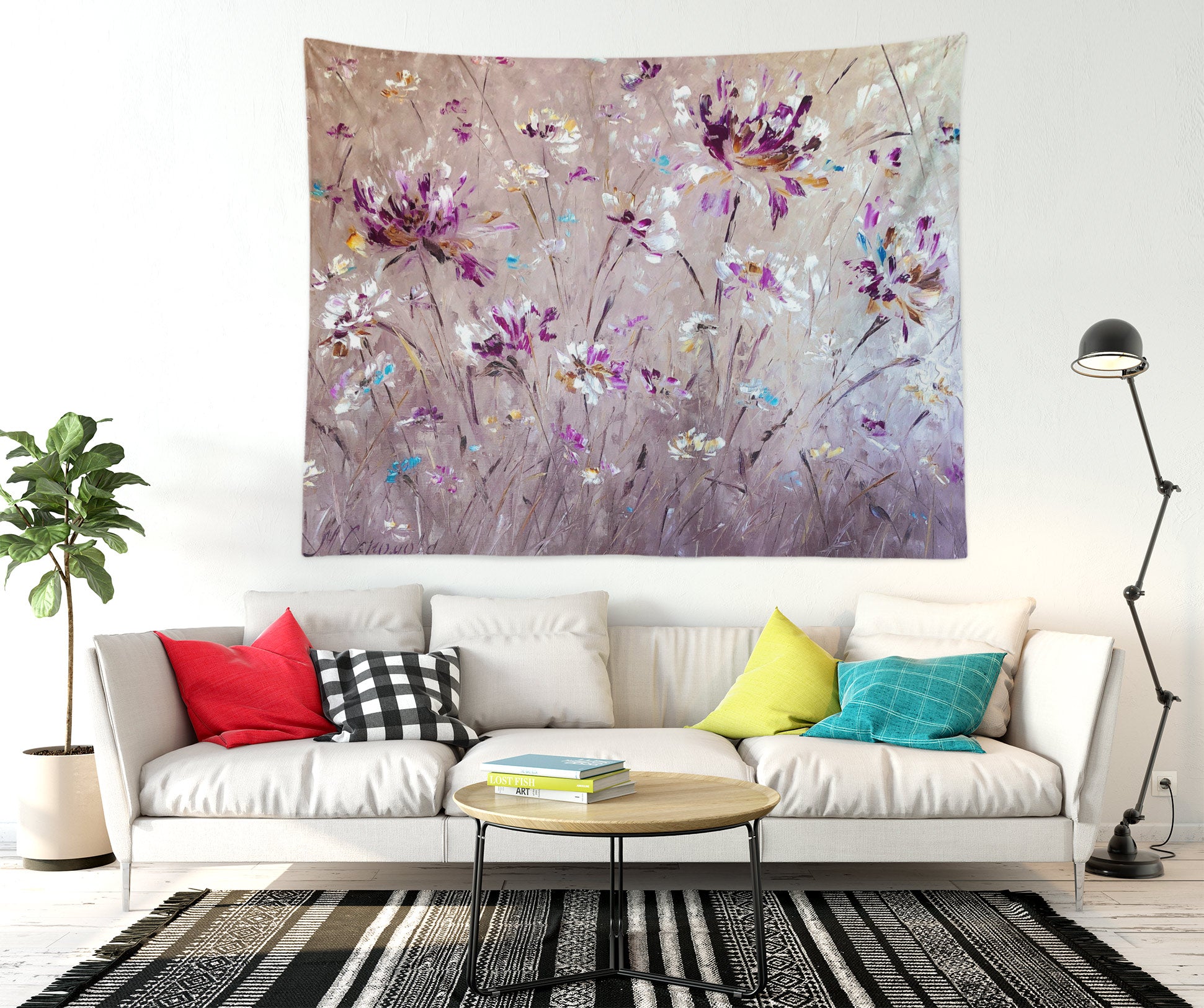 3D Purple Flower 3493 Skromova Marina Tapestry Hanging Cloth Hang