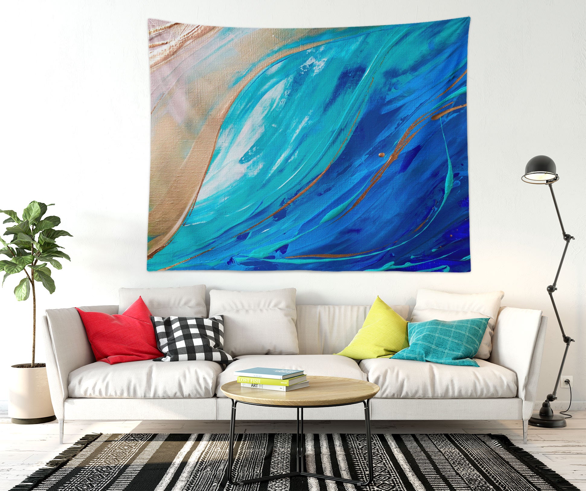 3D Blue Texture 3422 Skromova Marina Tapestry Hanging Cloth Hang