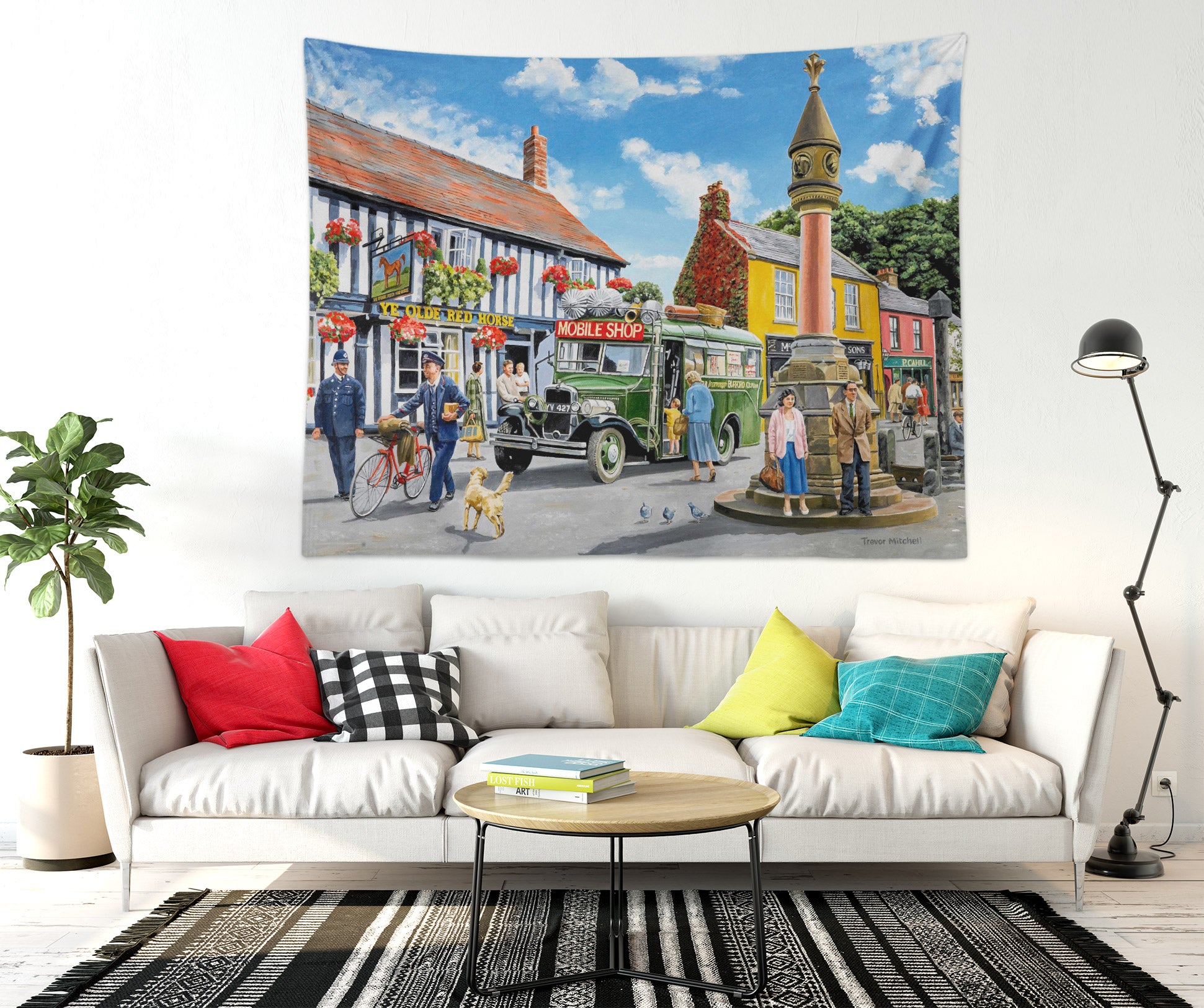 3D Street Shop House People 11261 Trevor Mitchell Tapestry Hanging Cloth Hang