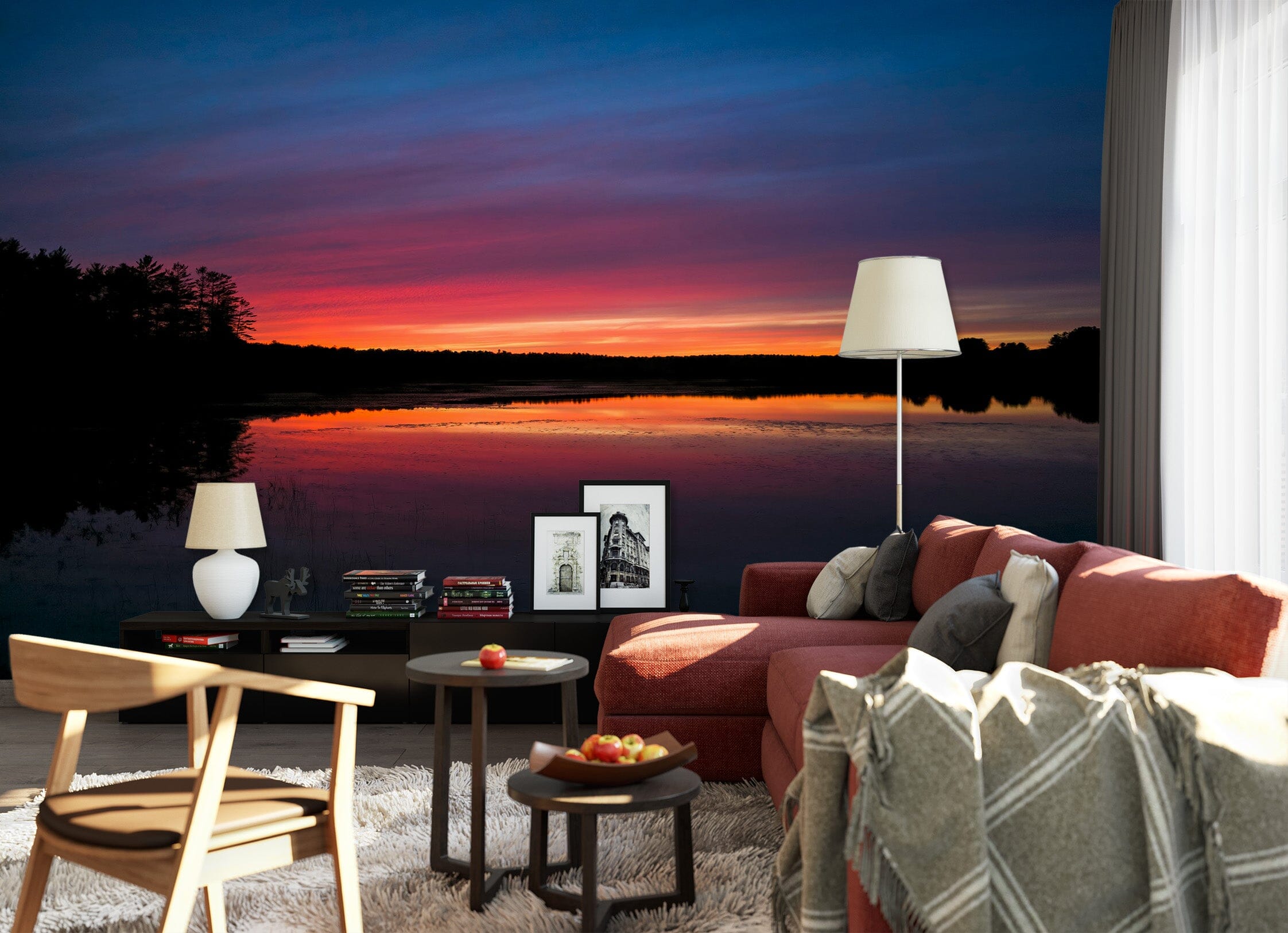 3D Sunset Lake 131 Jerry LoFaro Wall Mural Wall Murals Wallpaper AJ Wallpaper 2 