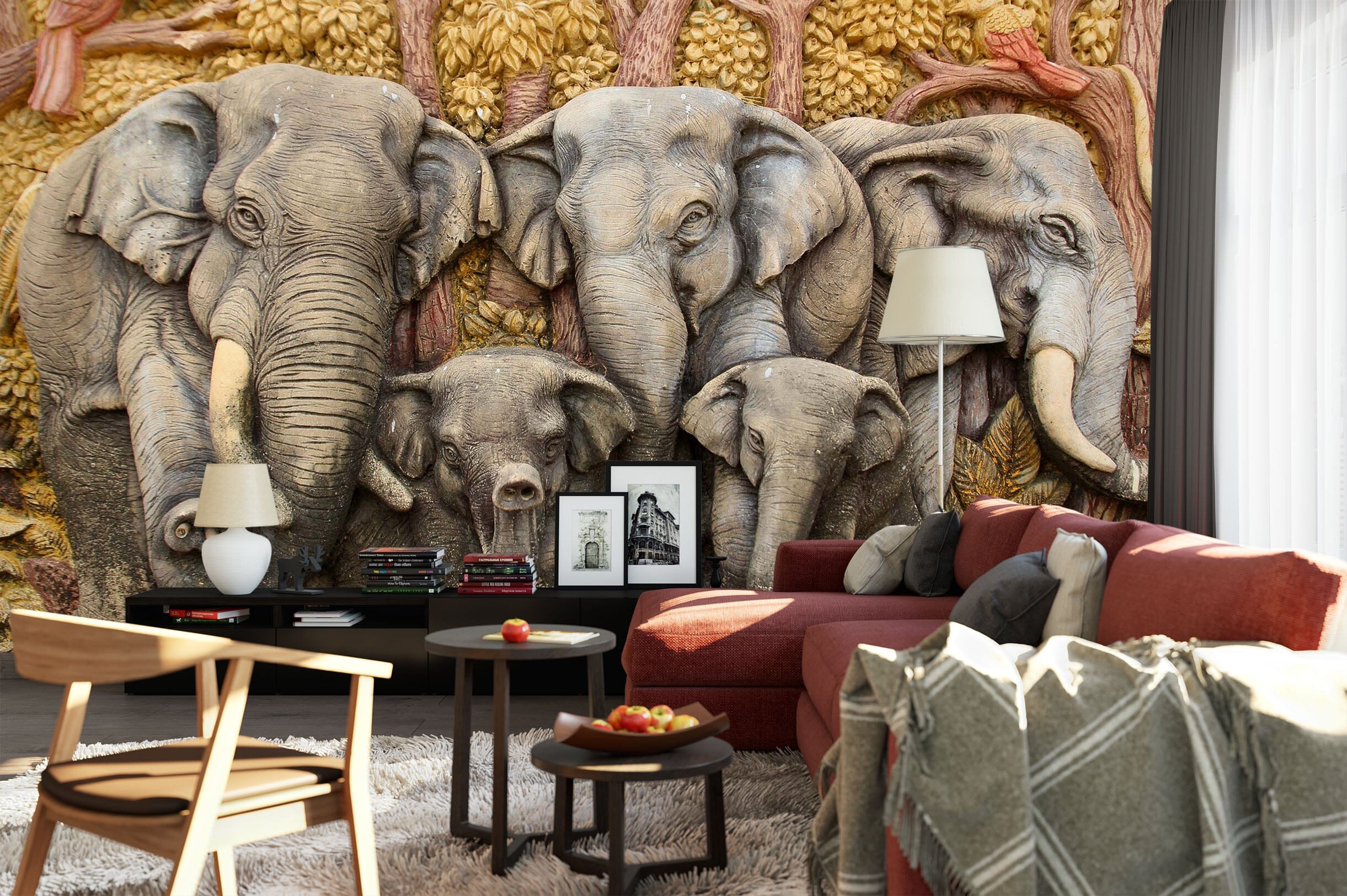 3D Elephant Statue 1481 Wall Murals Wallpaper AJ Wallpaper 2 