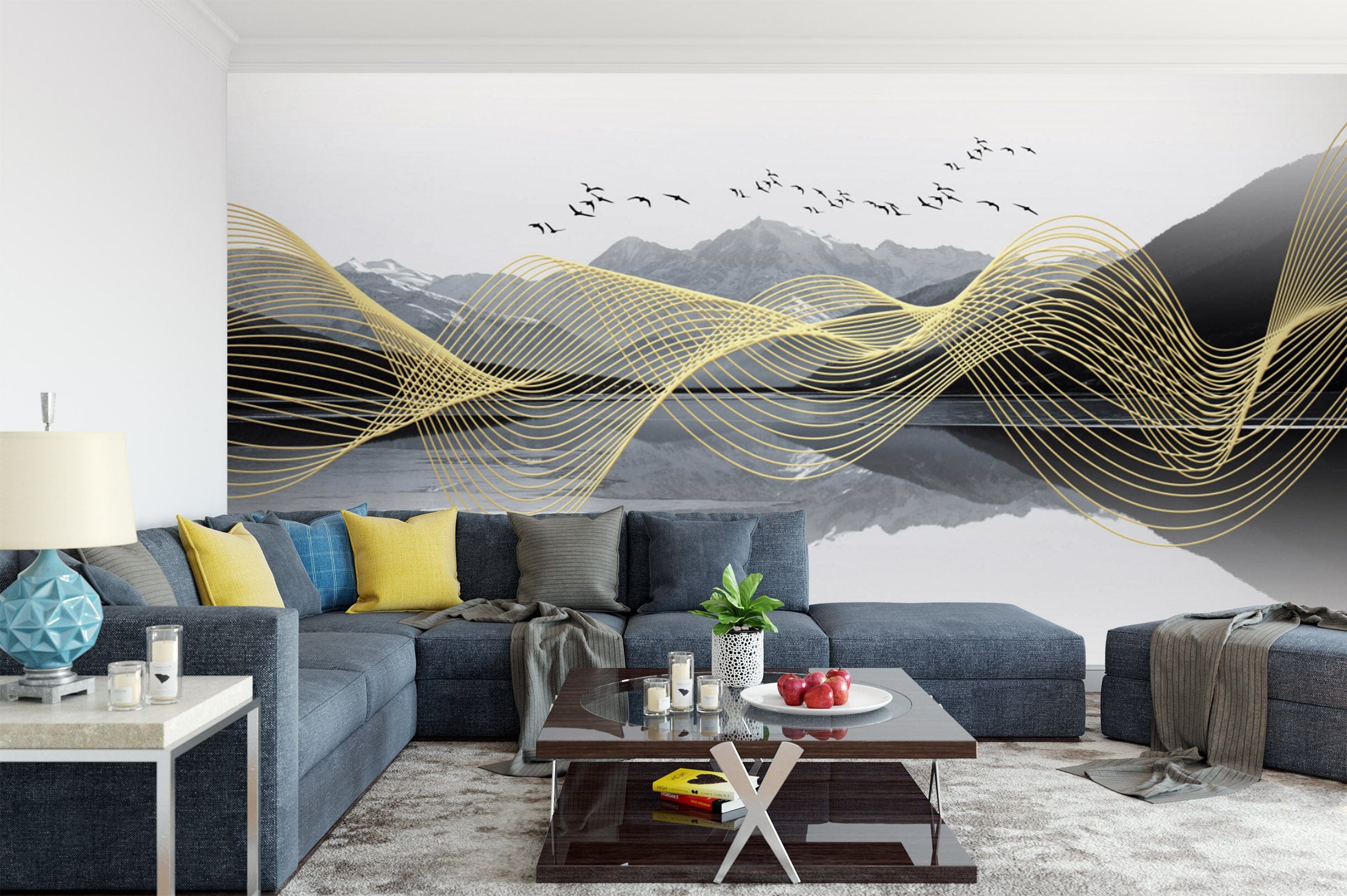 3D Golden Wave 1434 Wall Murals Wallpaper AJ Wallpaper 2 