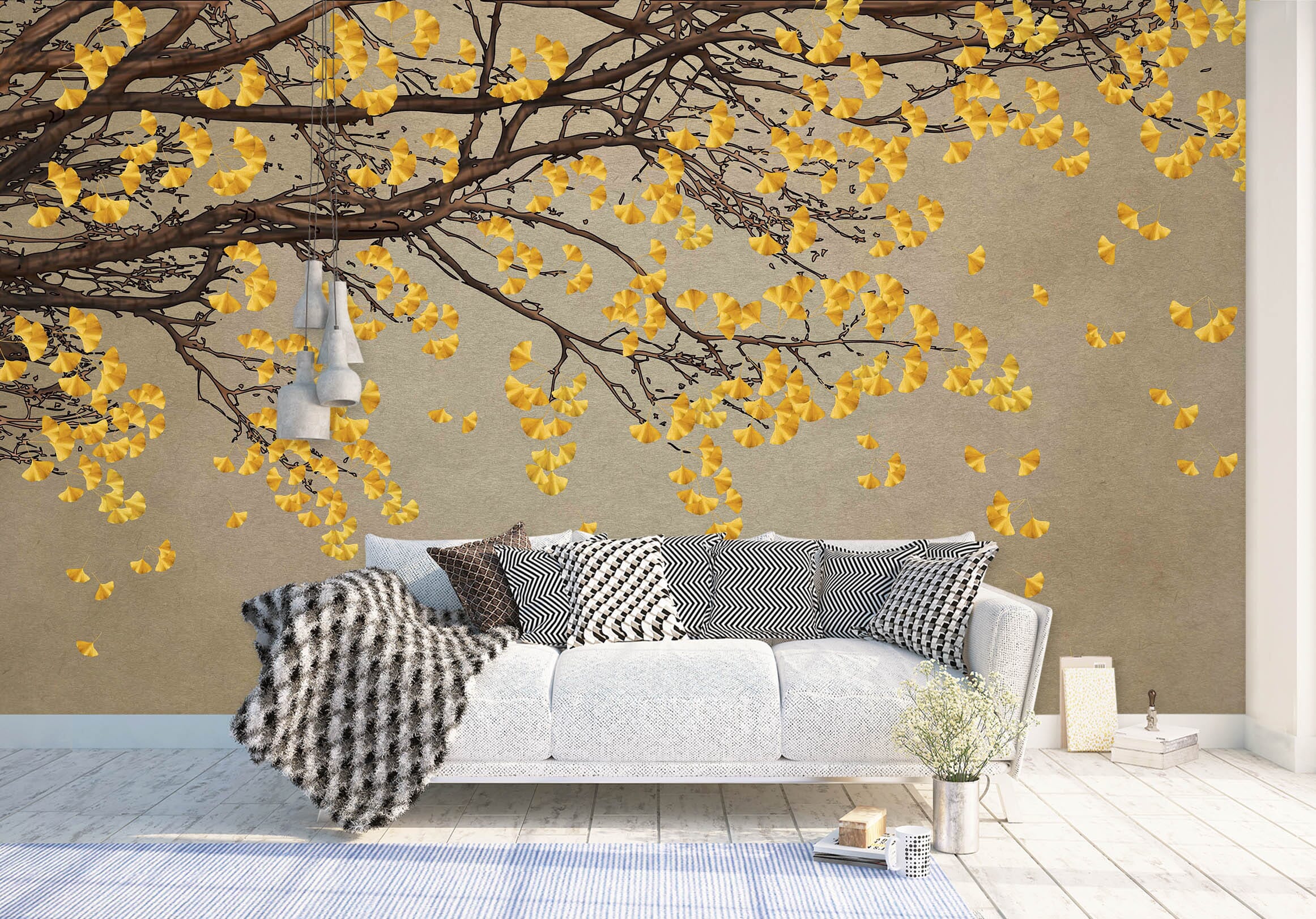 3D Golden Leaves 1457 Wall Murals Wallpaper AJ Wallpaper 2 