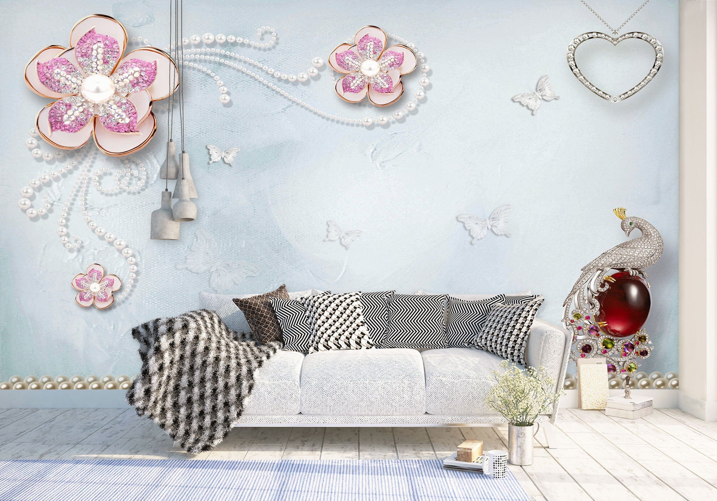 3D Pink Flowers 1450 Wall Murals Wallpaper AJ Wallpaper 2 