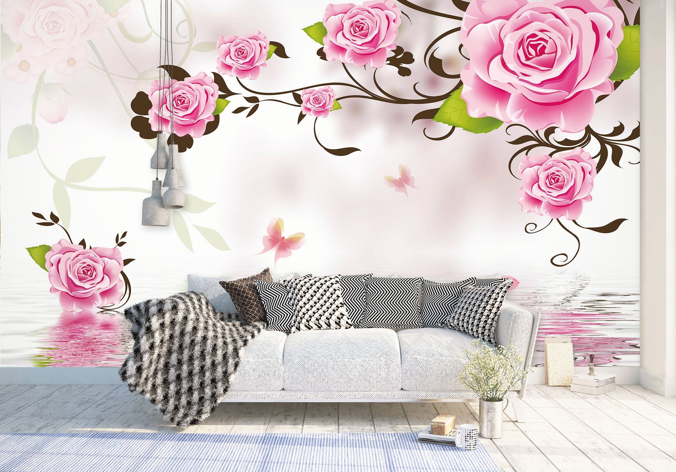 3D Pink Rose 1484 Wall Murals Wallpaper AJ Wallpaper 2 