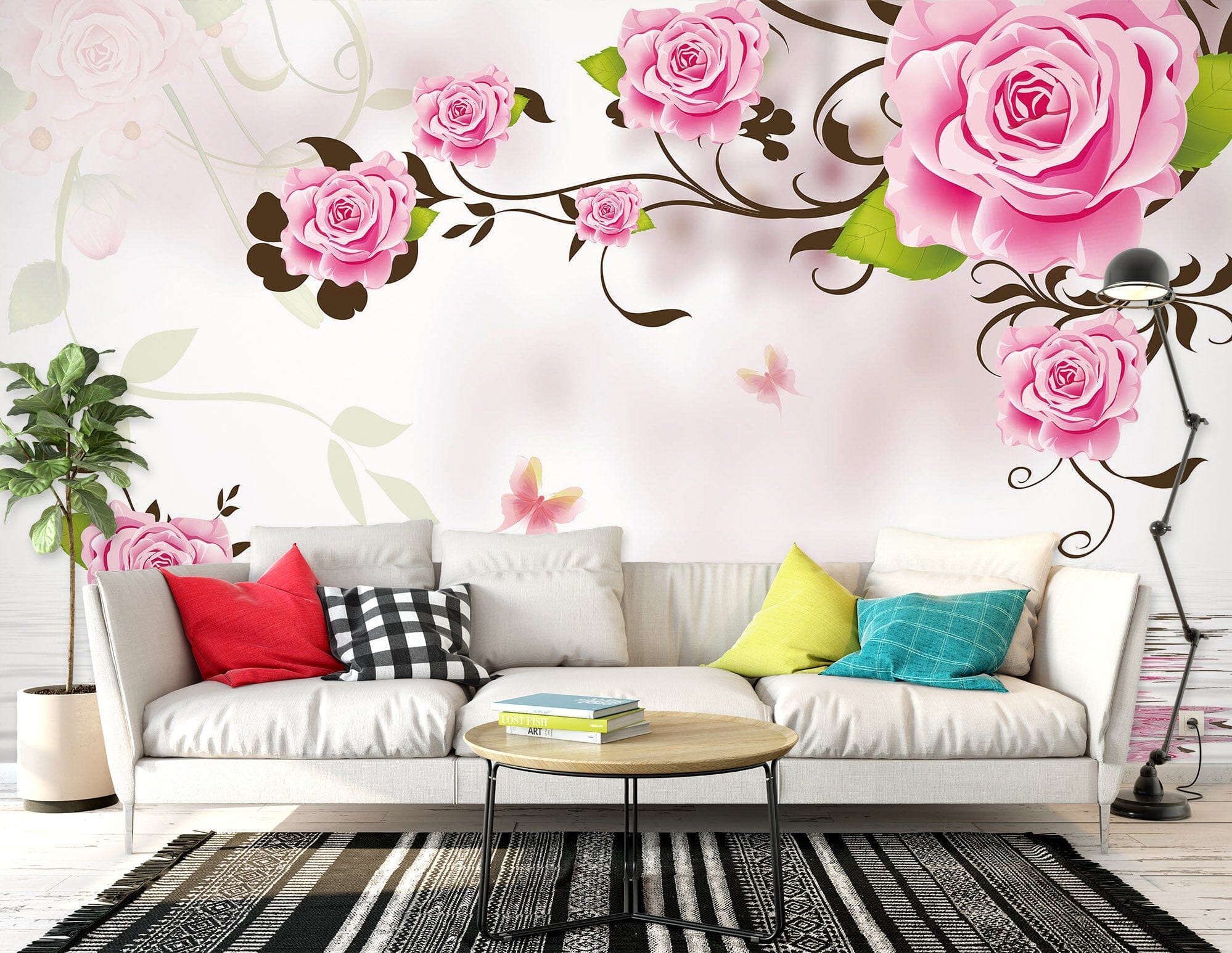3D Pink Rose 1484 Wall Murals Wallpaper AJ Wallpaper 2 